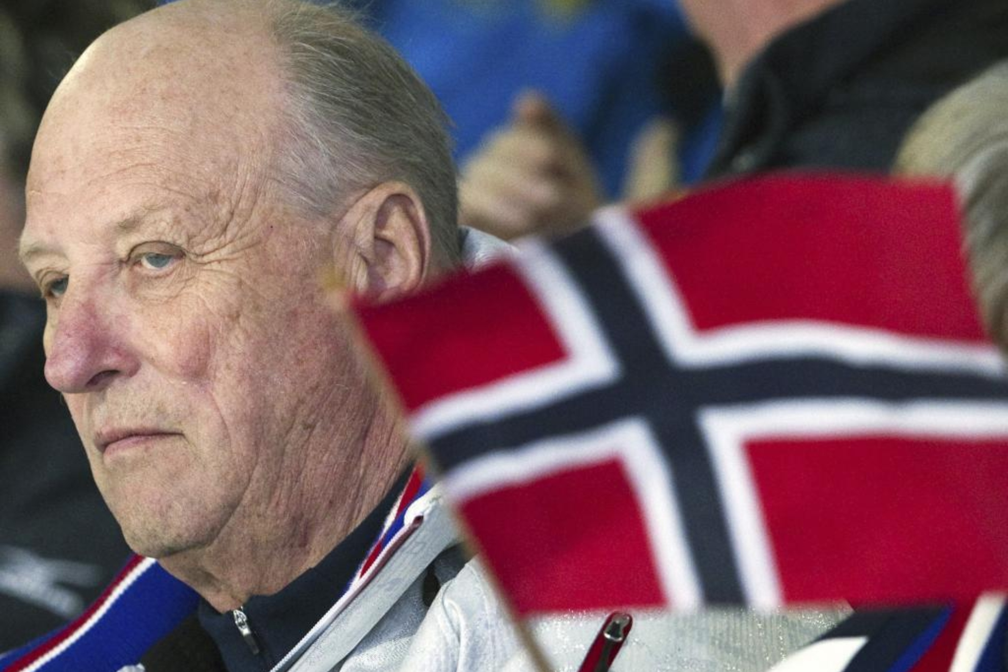 El rey Harald de Noruega, como espectador durante los Juegos de Invierno de 2010