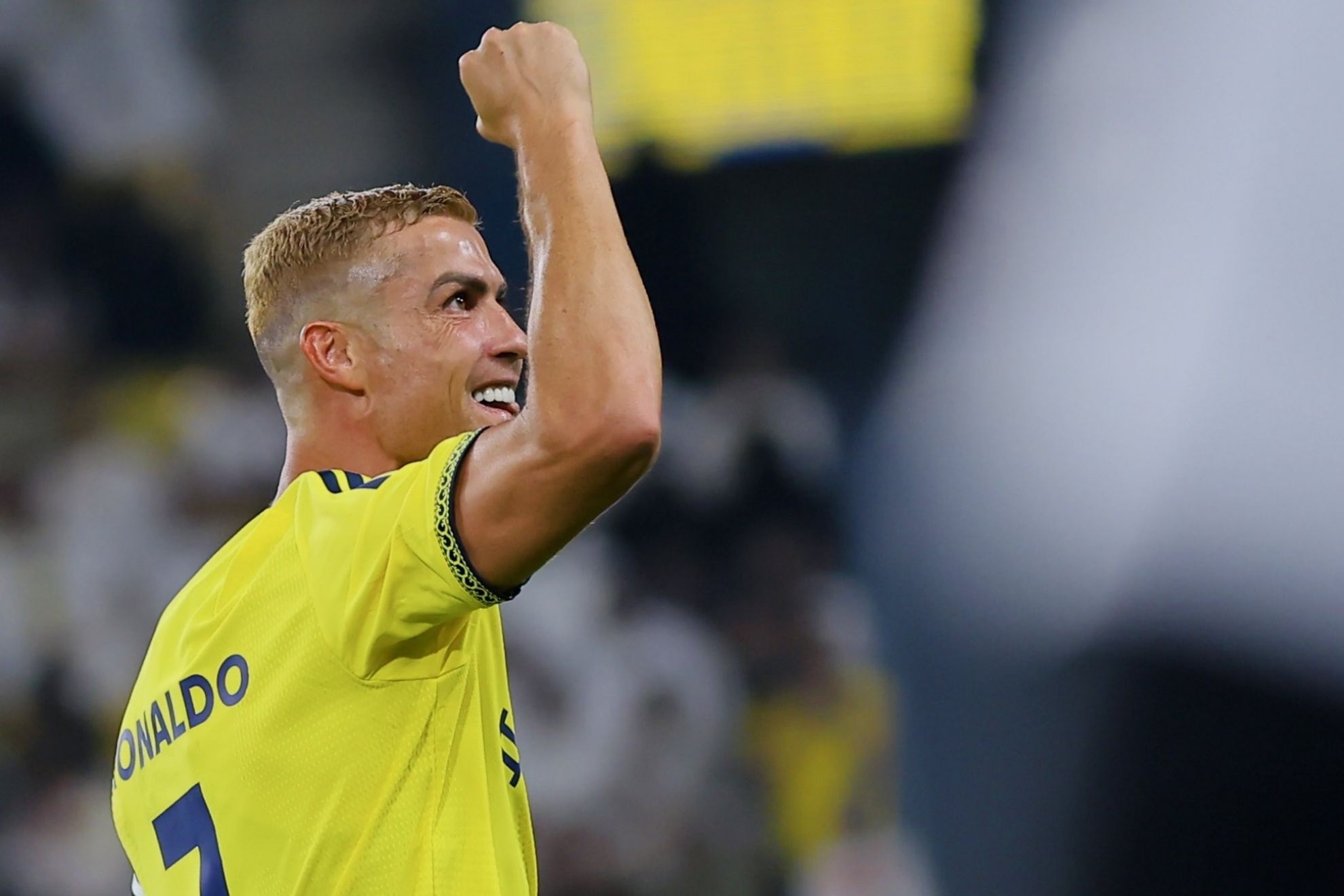 Cristiano celebra su gol contra Al Taawoun @AlNassrFC