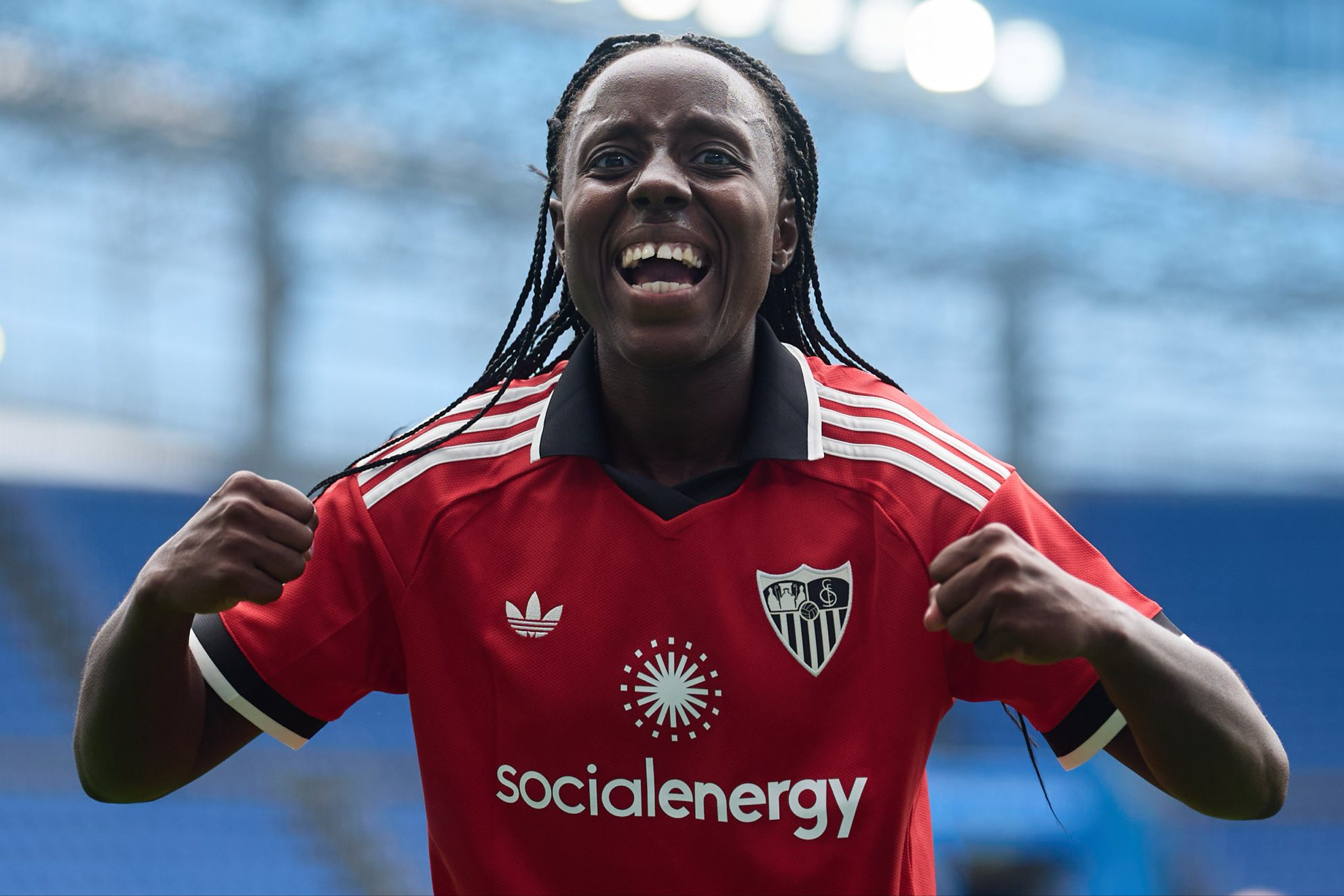Fatou Kanteh celebra un gol ante el Deportivo en Riazor. Sevilla FC