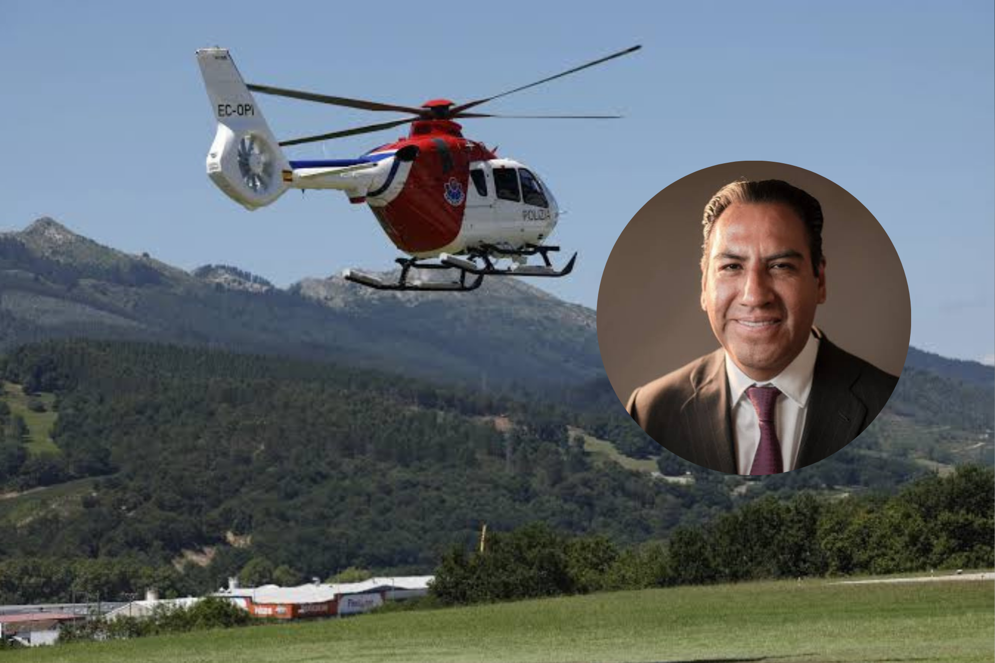 El helicóptero de Eduardo Ramírez Aguilar tiene problemas para aterrizar EFE