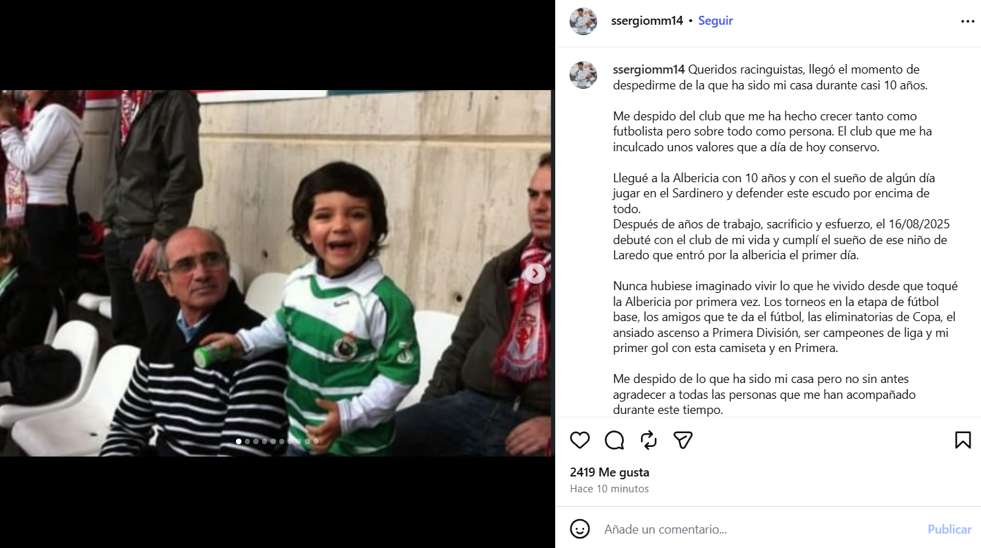 Despedida de Sergio Martínez en redes.