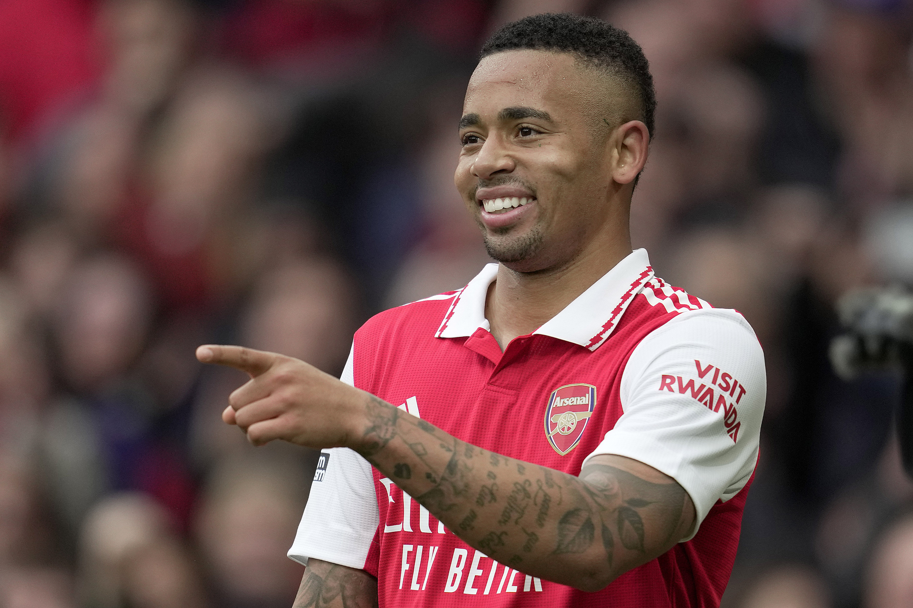 Gabriel Jesús celebra un gol con el Arsenal.