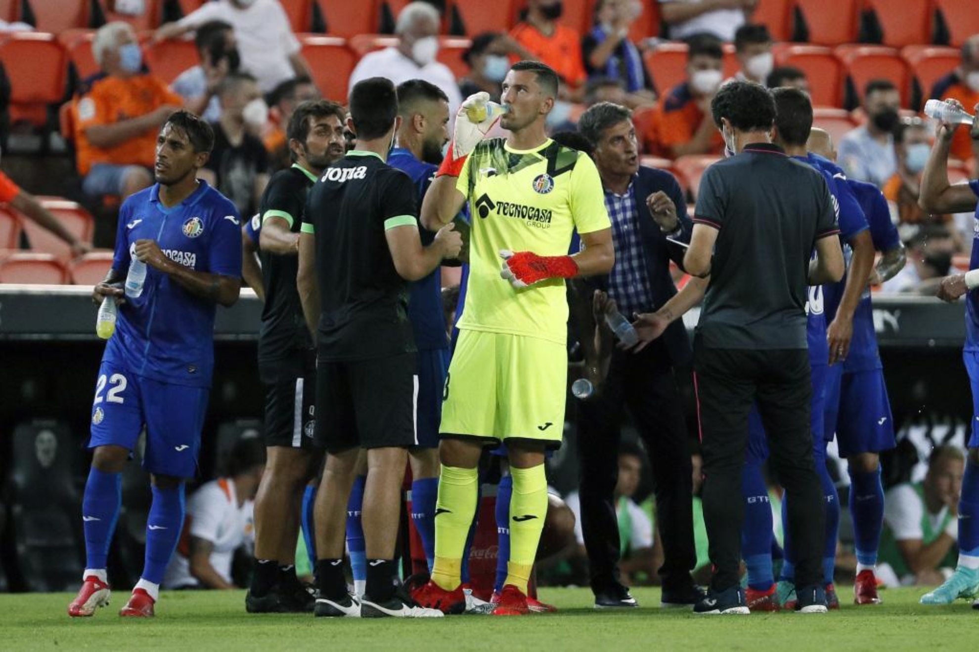 David Soria, el 13 de agosto de 2021, en el encuentro ante el Valencia el día que comenzó su racha de titularidades consecutivas. EFE