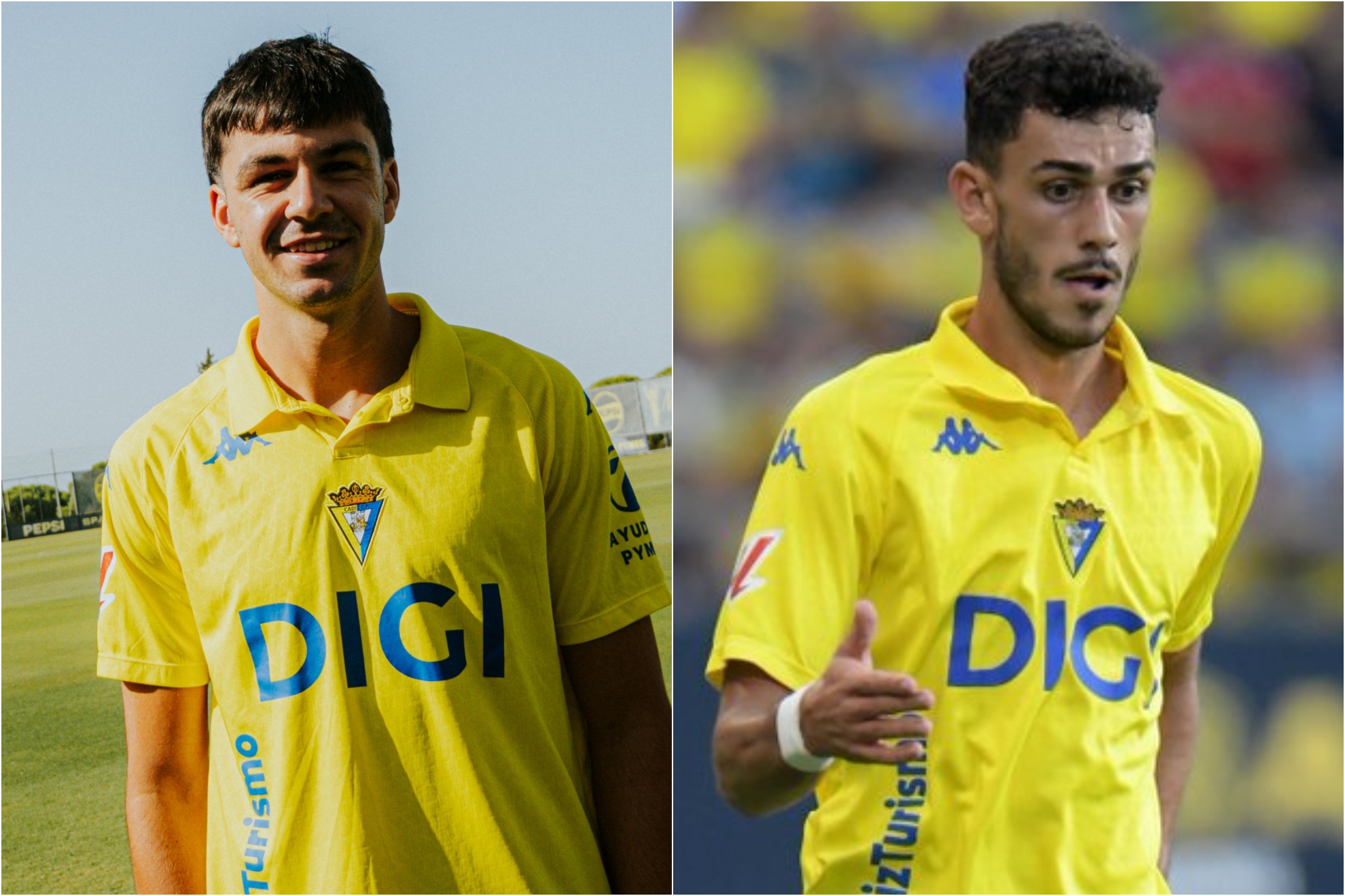 Petit y González, con la elástica del Cádiz.