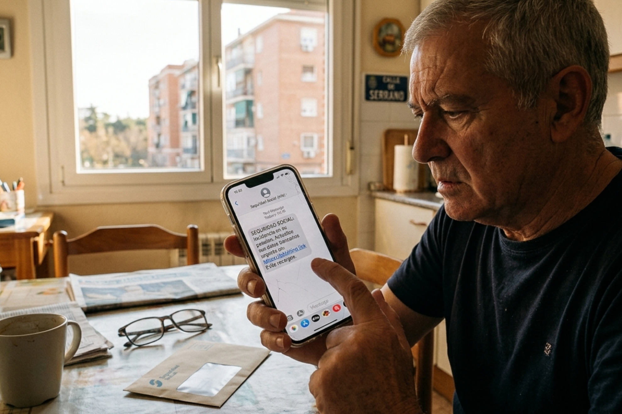 Suplantan la identidad de la Seguirad Social a través de un SMS Imagen creada con IA