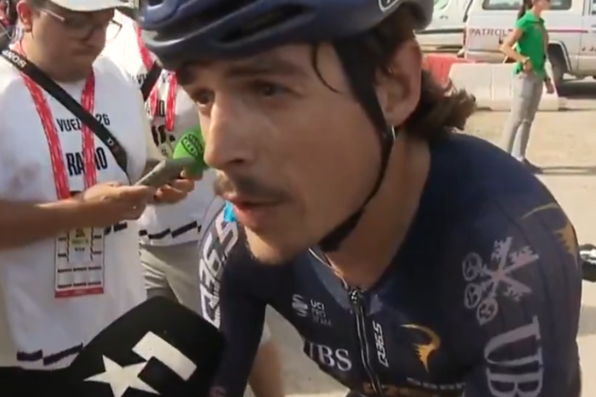 Xabier Mikel, con Eurosport tras la etapa.