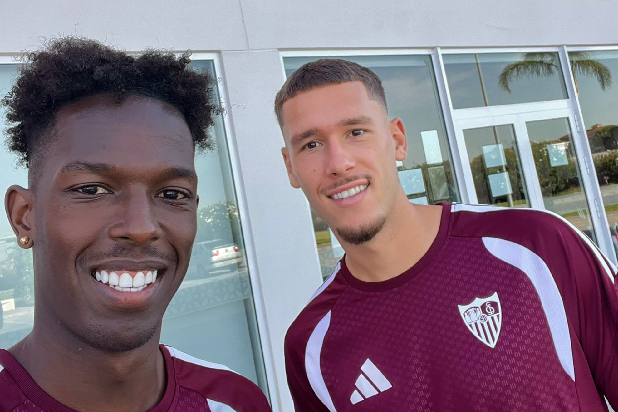Correia y Stassin, en su primer entrenamiento con el equipo SEVILLA FC