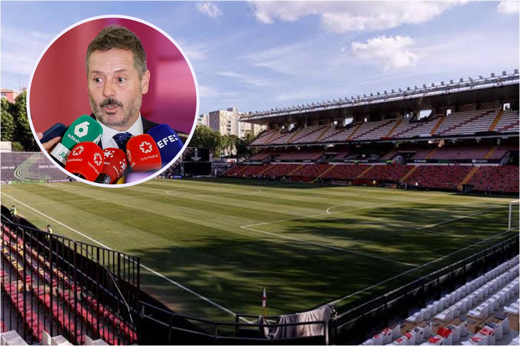 Mariano de Paco Serrano, con el estadio de Vallecas