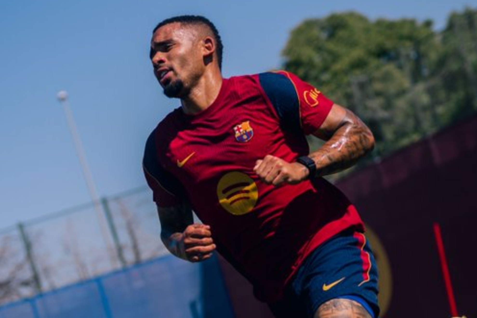 Gabriel Jesus, en el entrenamiento de este jueves. FCB