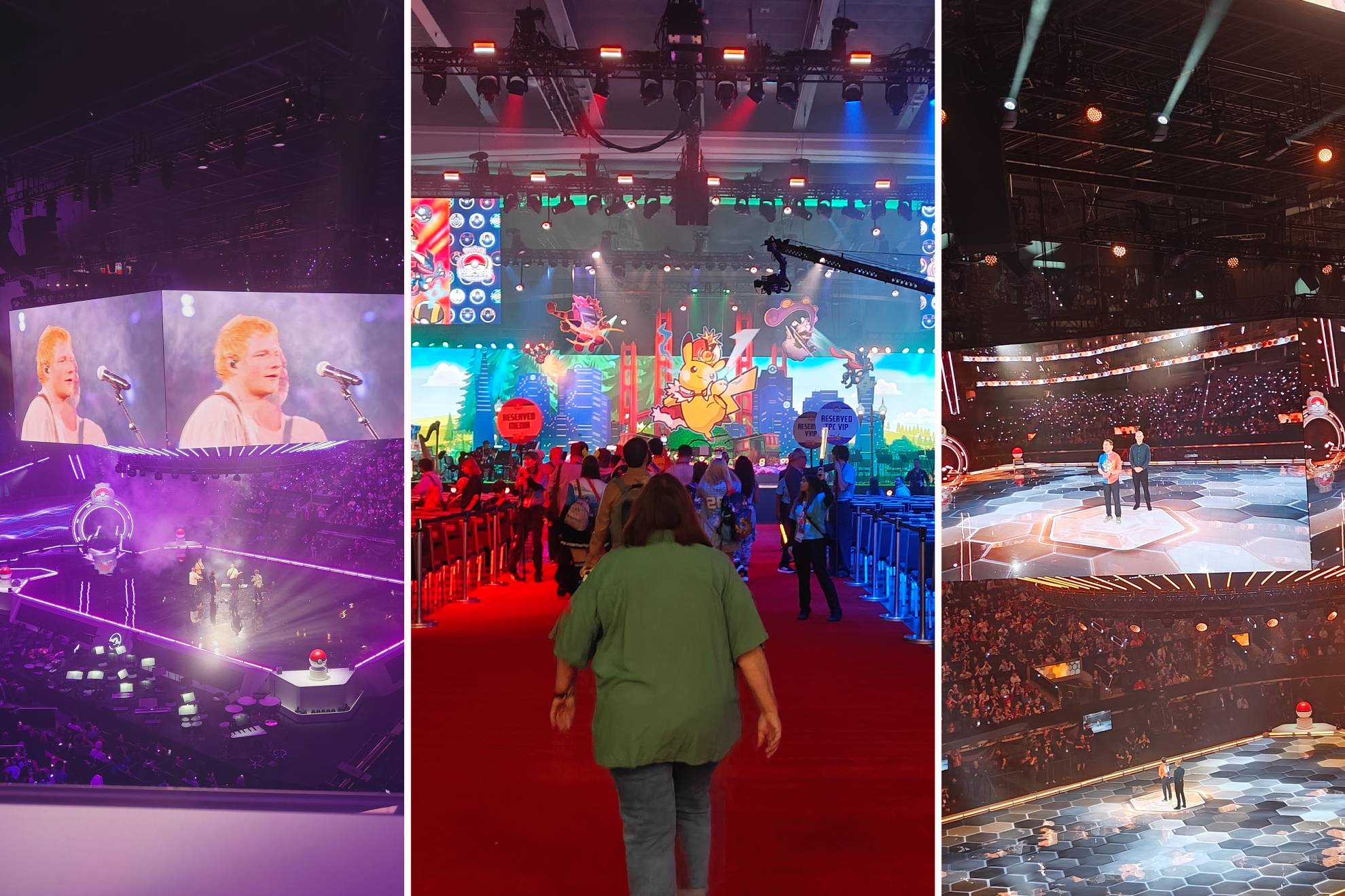 A la izquierda, Ed Sheeran durante el concierto. En el centro, una foto del escenario. A la derecha, Tsunekazu Ishihara, CEO de TPCi. TPCi | MARCA