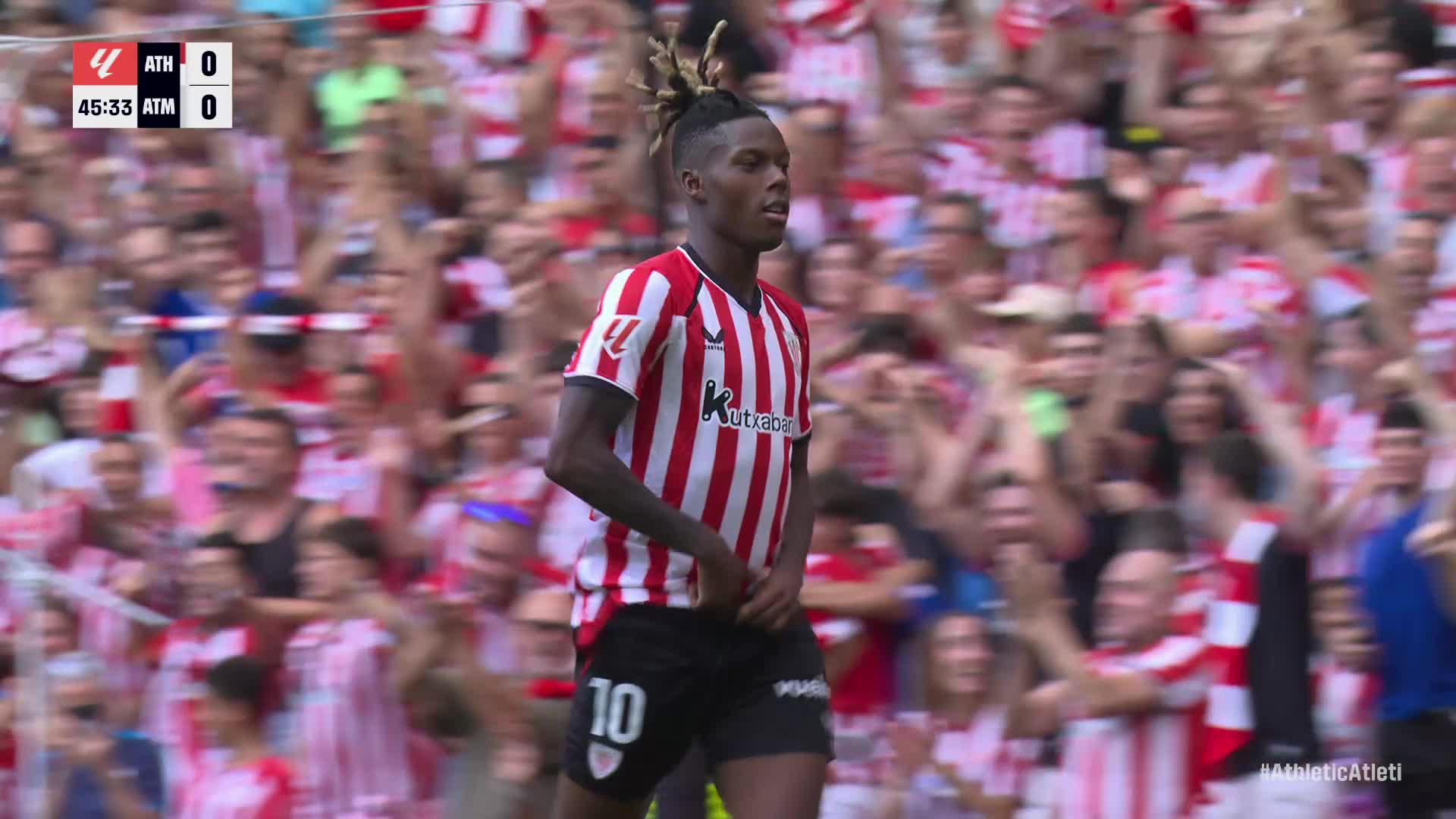 Gol de Nico Williams (1-0) en el Athletic Club 3-0 Atlético de Madrid Minuto 46. Sportian
