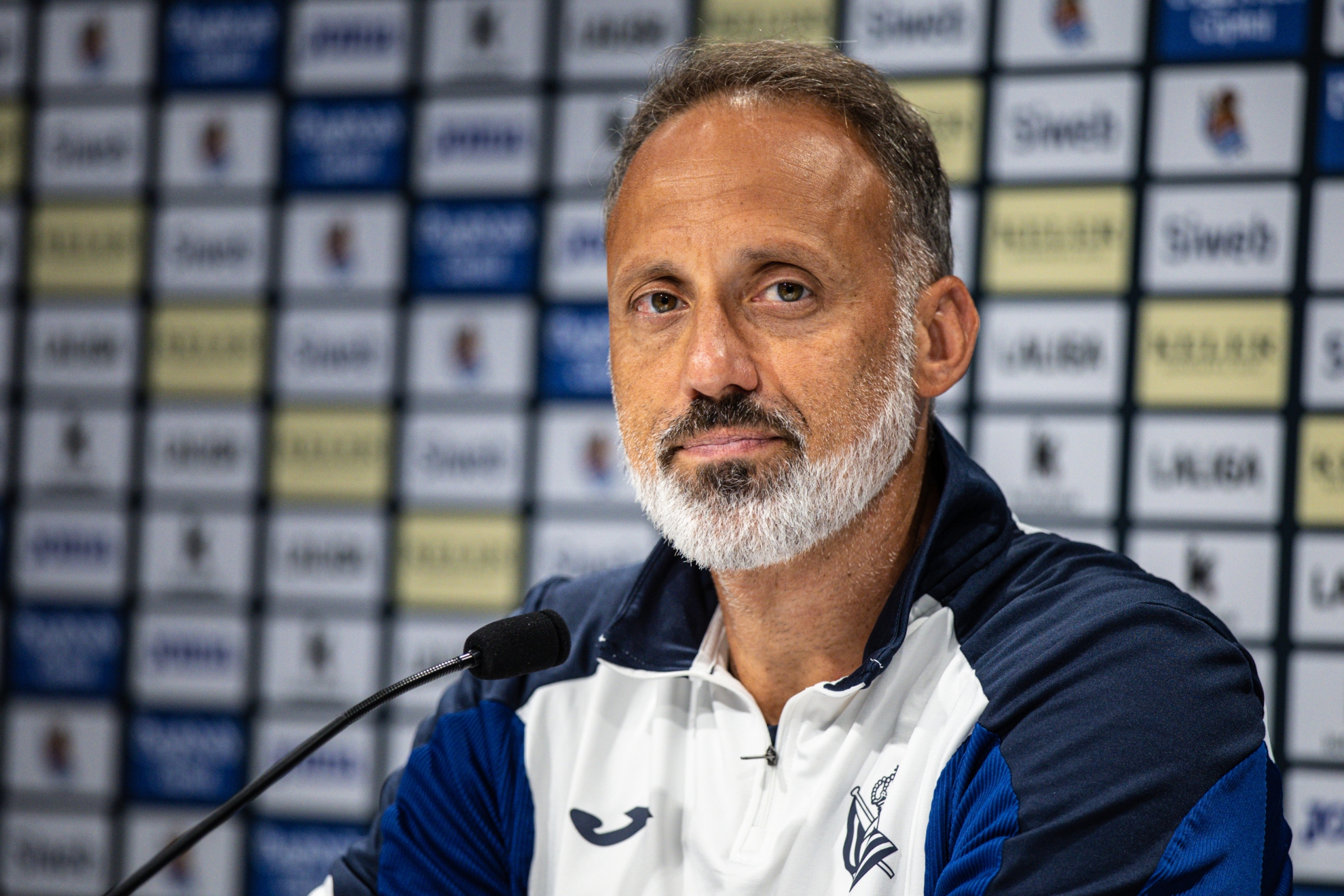 Pellegrino Matarazzo, durante una rueda de prensa en Zubieta. REAL SOCIEDAD