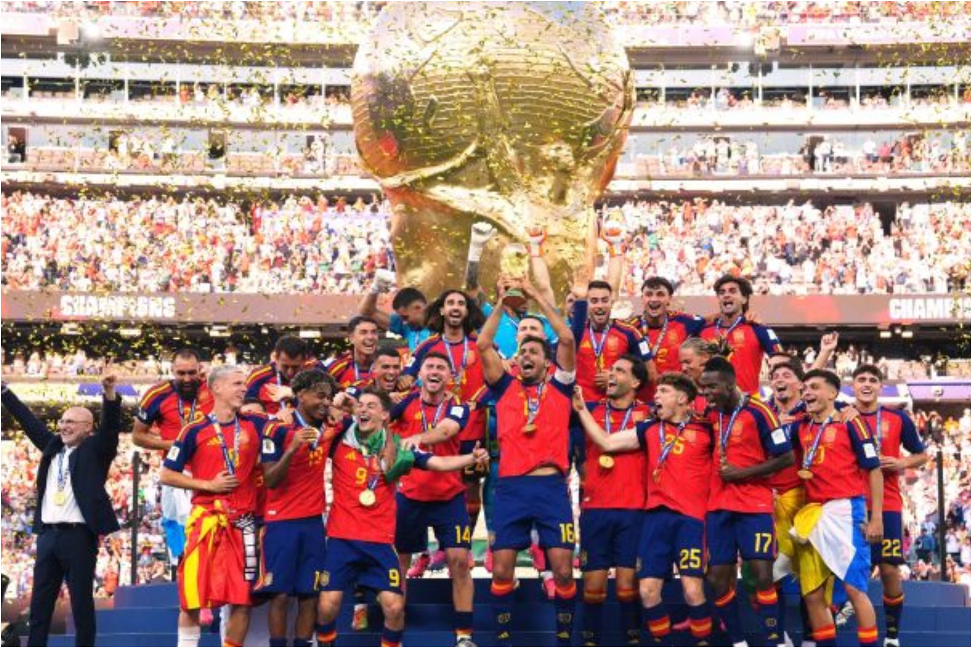 Los españoles, celebrando la victoria del Mundial