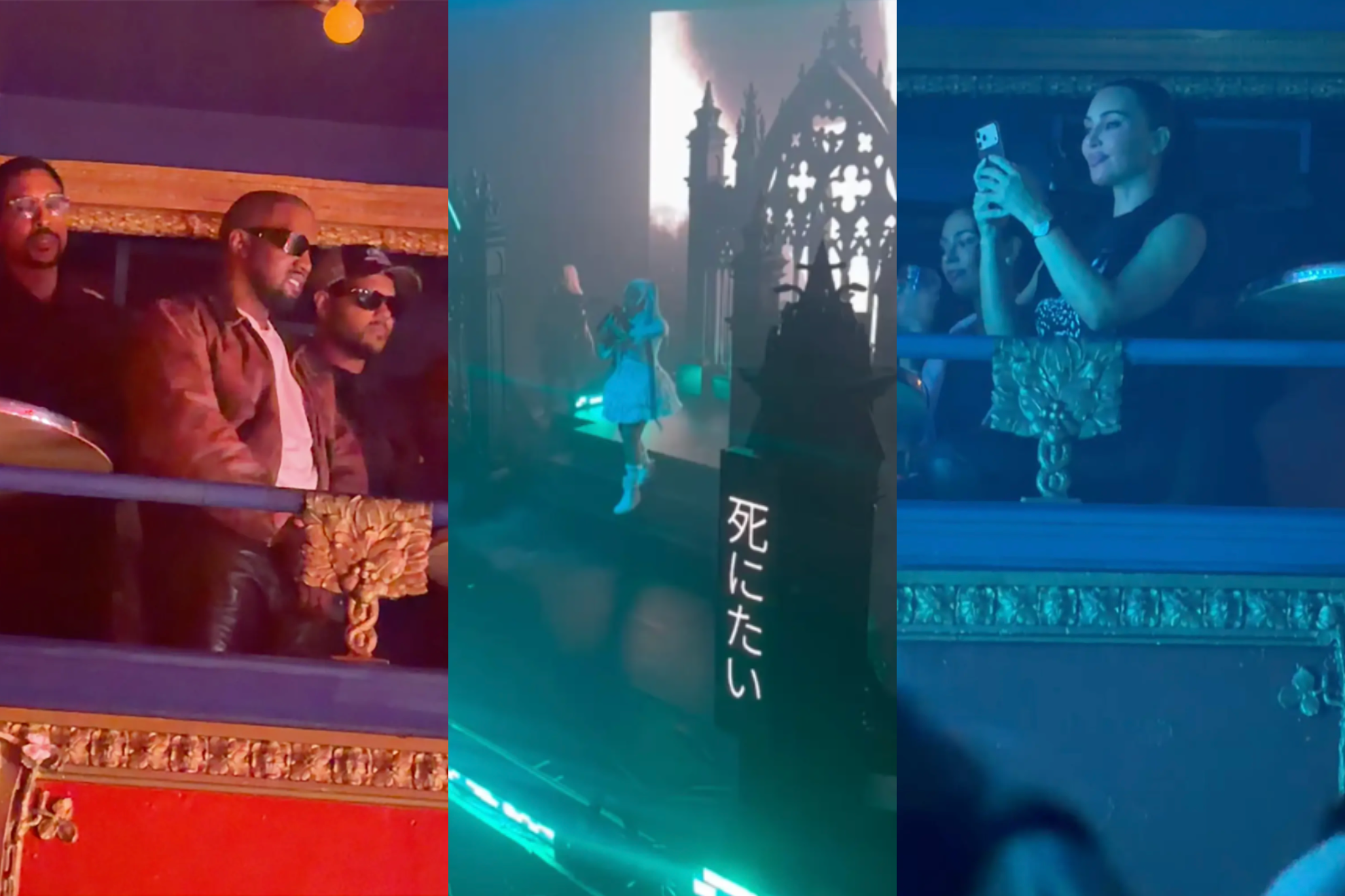 Kim Kardashian y Kayne West durante el concierto de su hija redes sociales