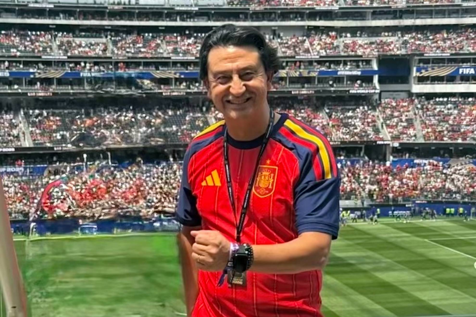 José Muñoz, momentos antes de un partido de nuestra selección en el último Mundial de fútbol. Hyundai.
