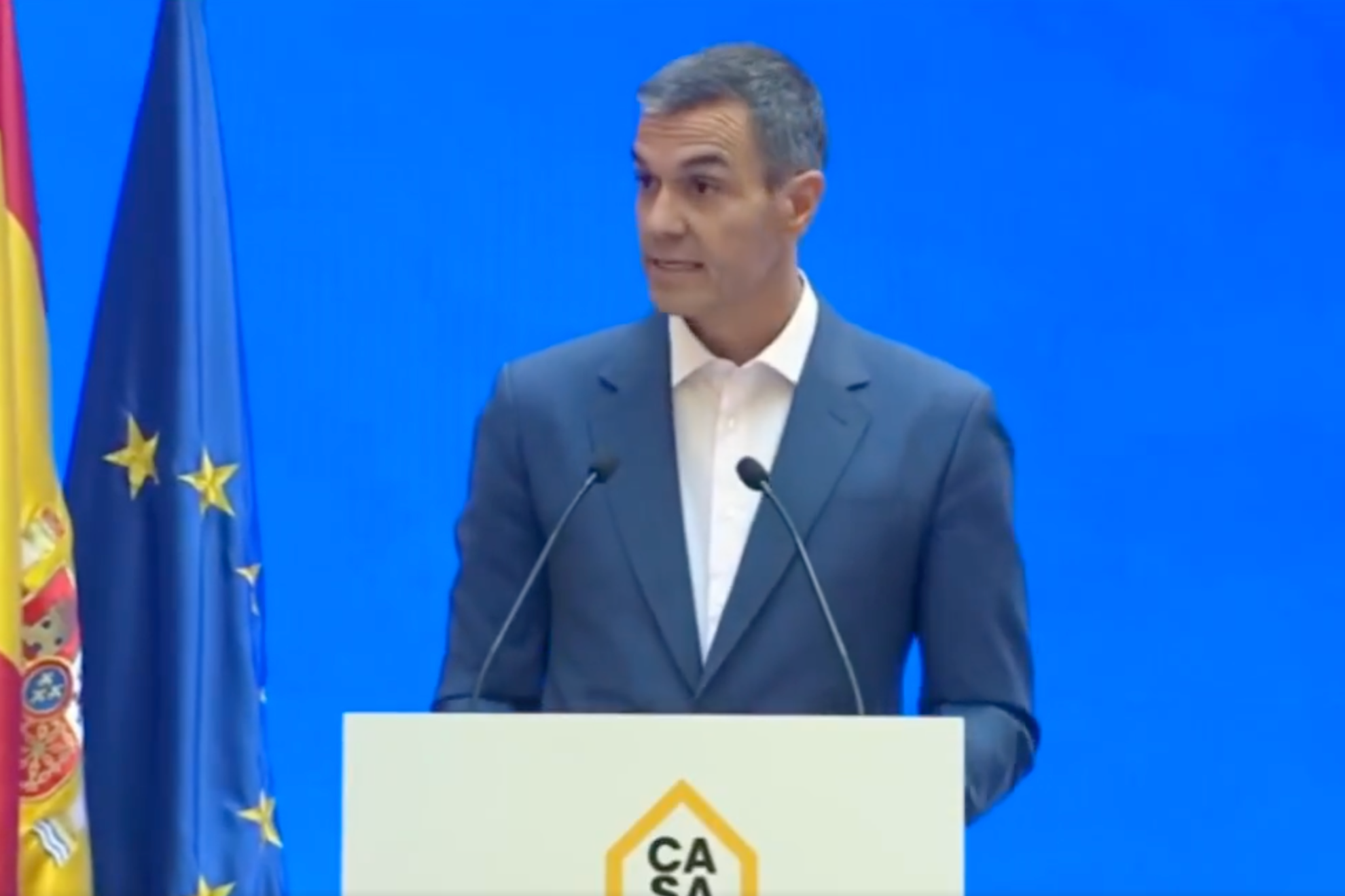 Pedro Sanchez en la inauguracion de Casa 47 redes