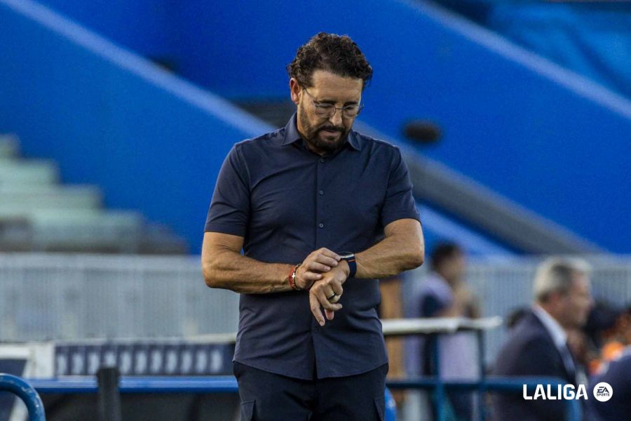 Bordalás, técnico del Getafe, en el Coliseum. LALIGA