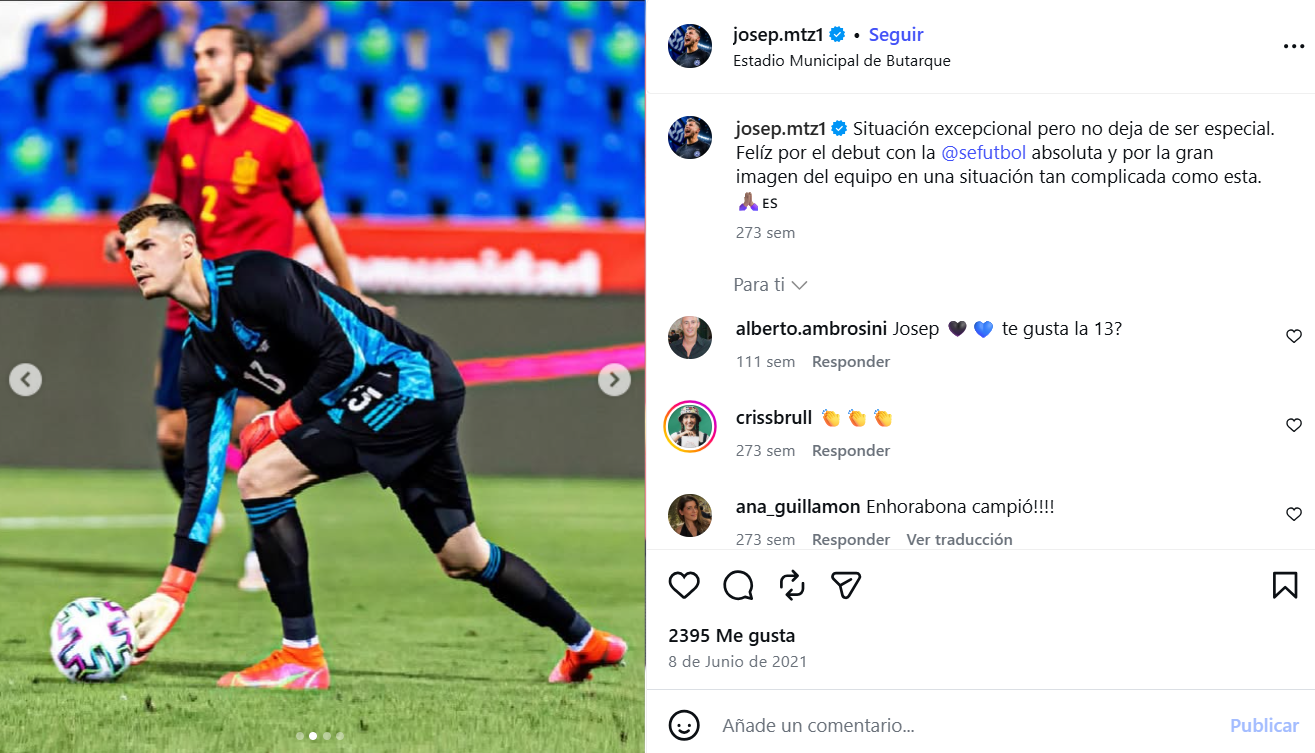 El 'post' de Josep Martínez tras su debut.