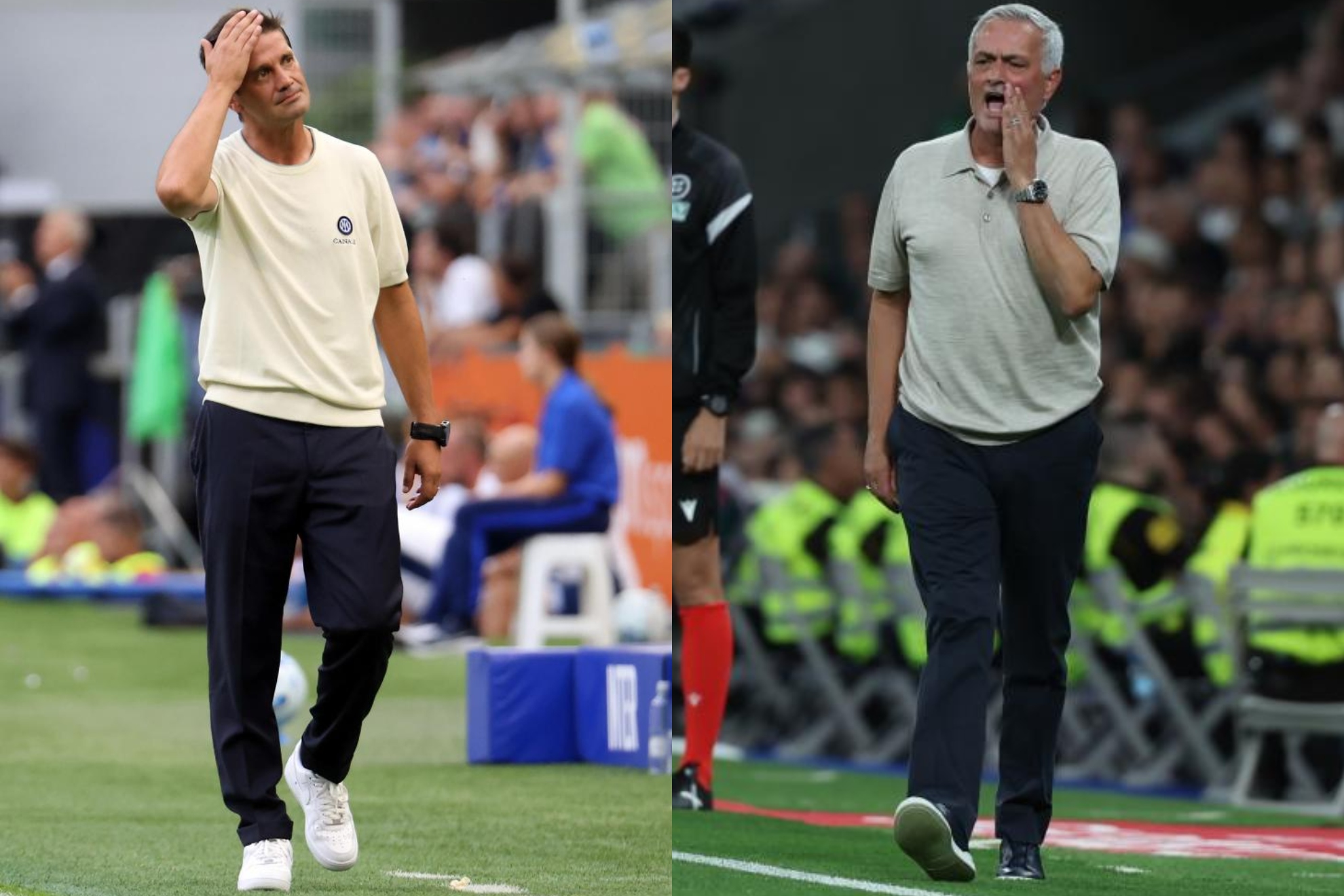 A la izquierda, Cristian Chivu. A la derecha, José Mourinho. EFE