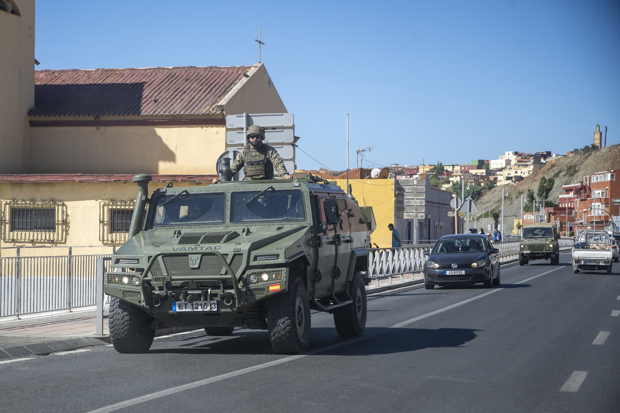Un vehículo del ejército español en Ceuta. Getty