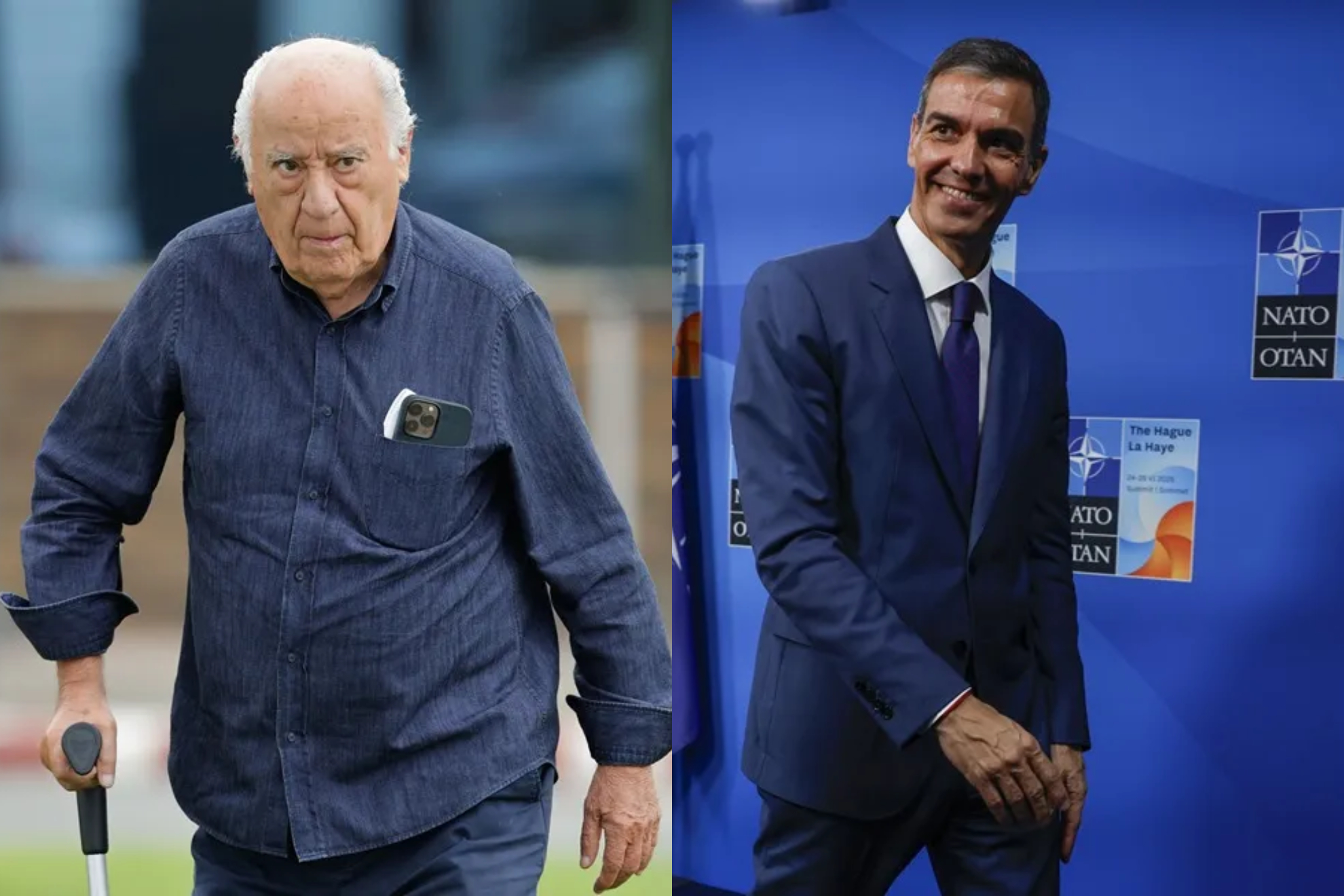 Amancio Ortega derecha, Pedro Sanchez izquierda EFE