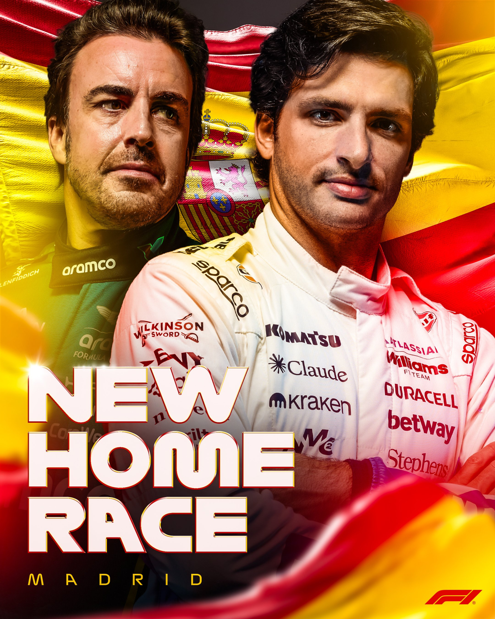 Fernando Alonso y Carlos Sainz: cartel de Madring.