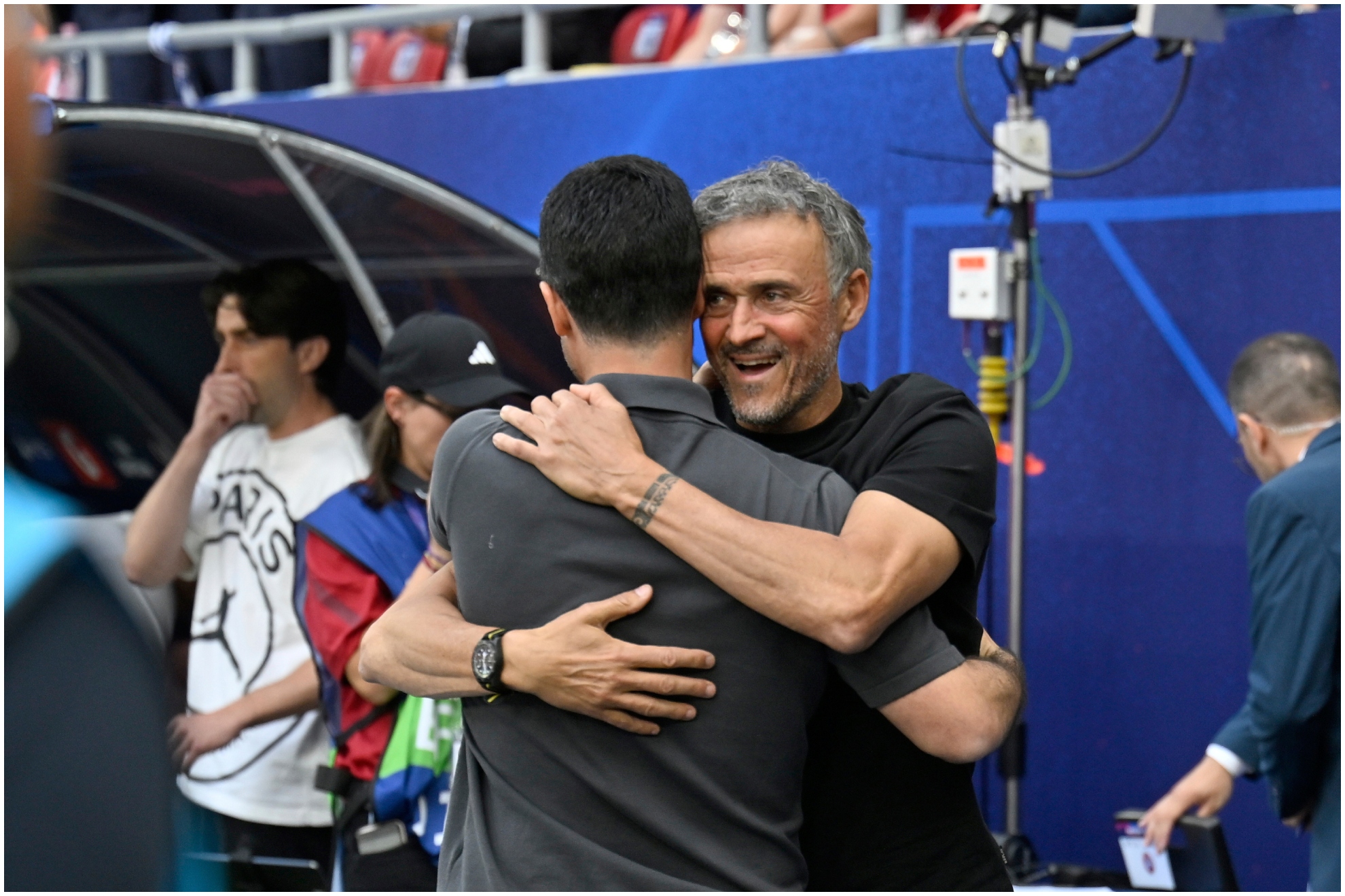 Luis Enrique y Arteta, en la final de la Champions. LAPRESSE