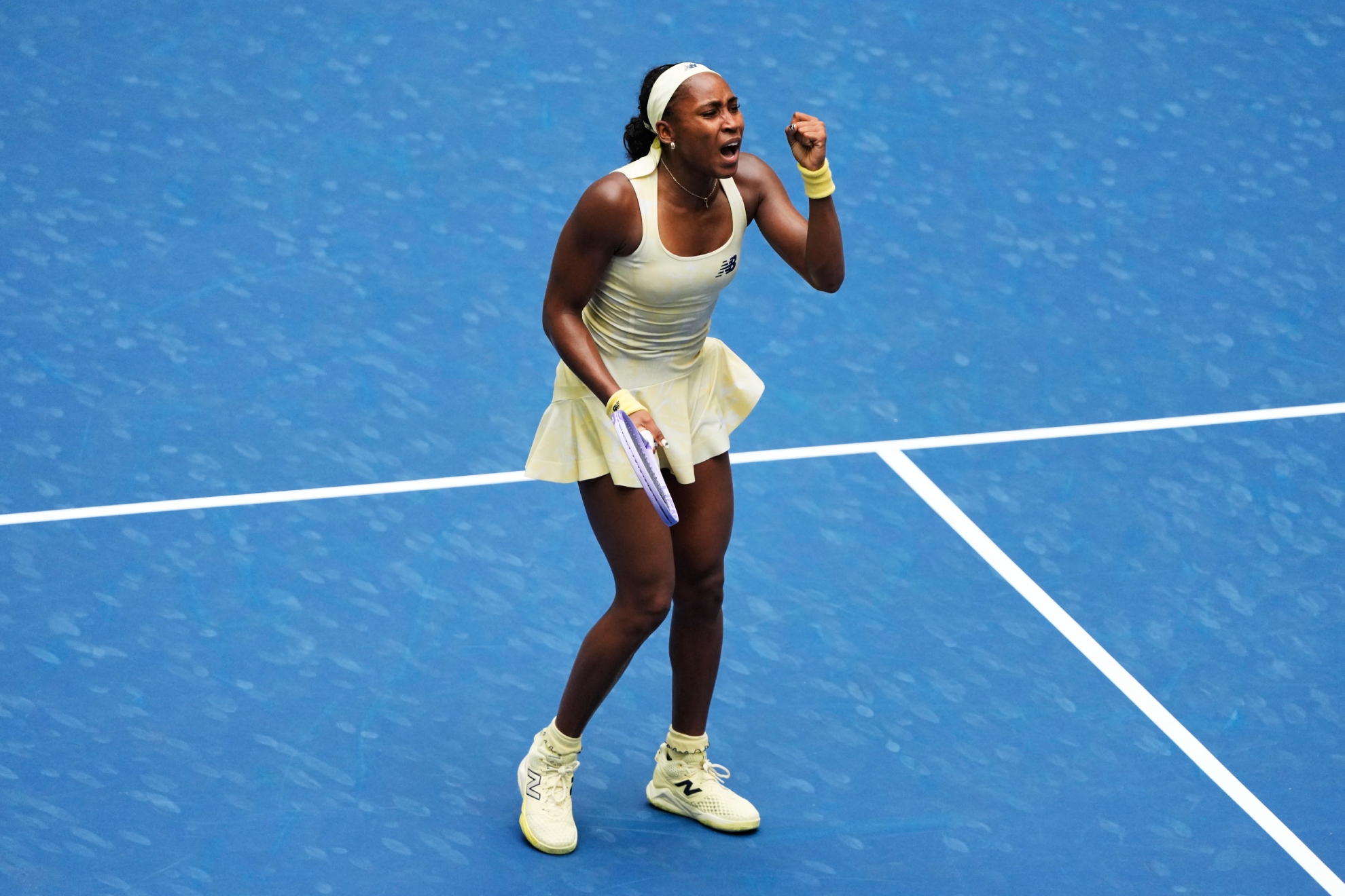 Gauff celebra un punto.