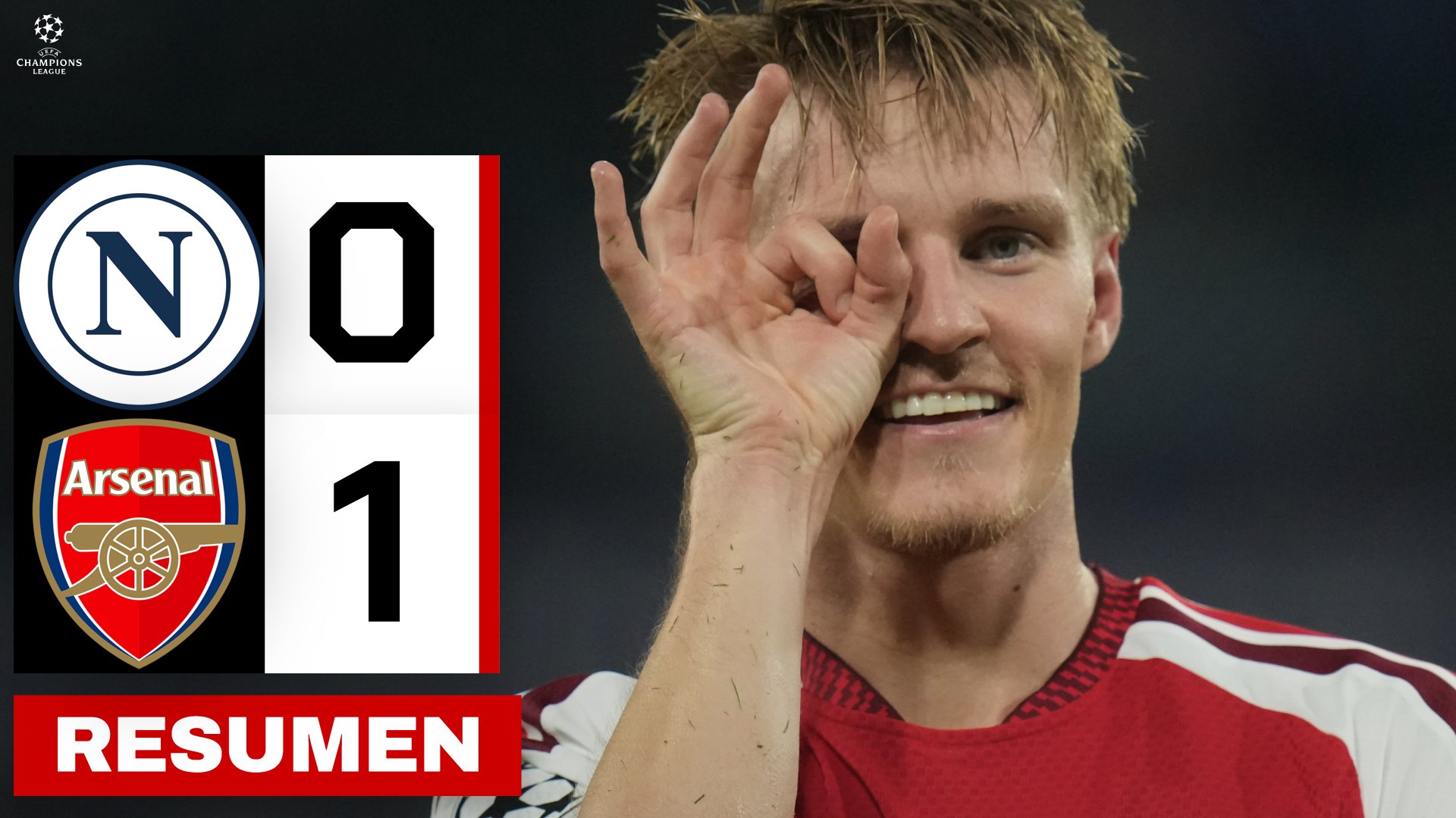 Un gol de Odegaard da la victoria al Arsenal en Nápoles.