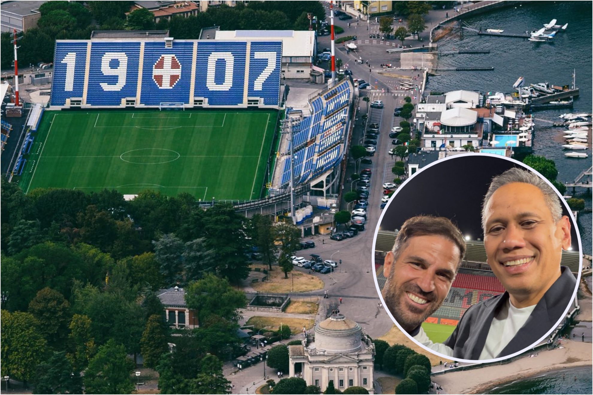 El estadio del Como 1907, Cesc y el presidente Suwarso