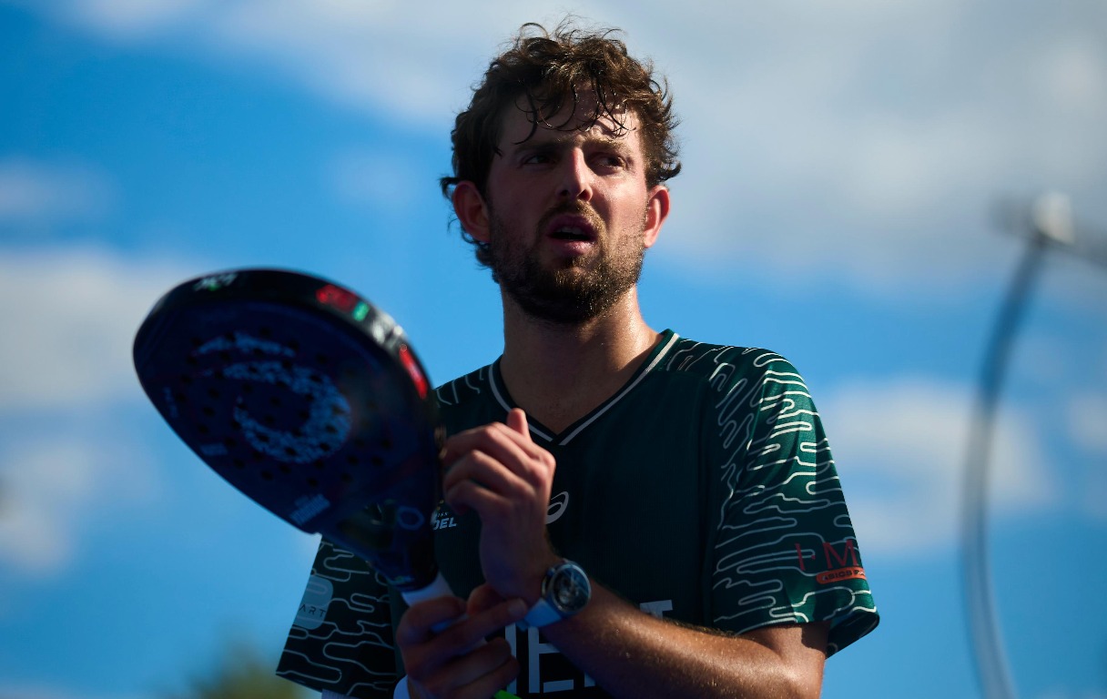 Yanguas durante el partido en el Paris Major. Premier Padel