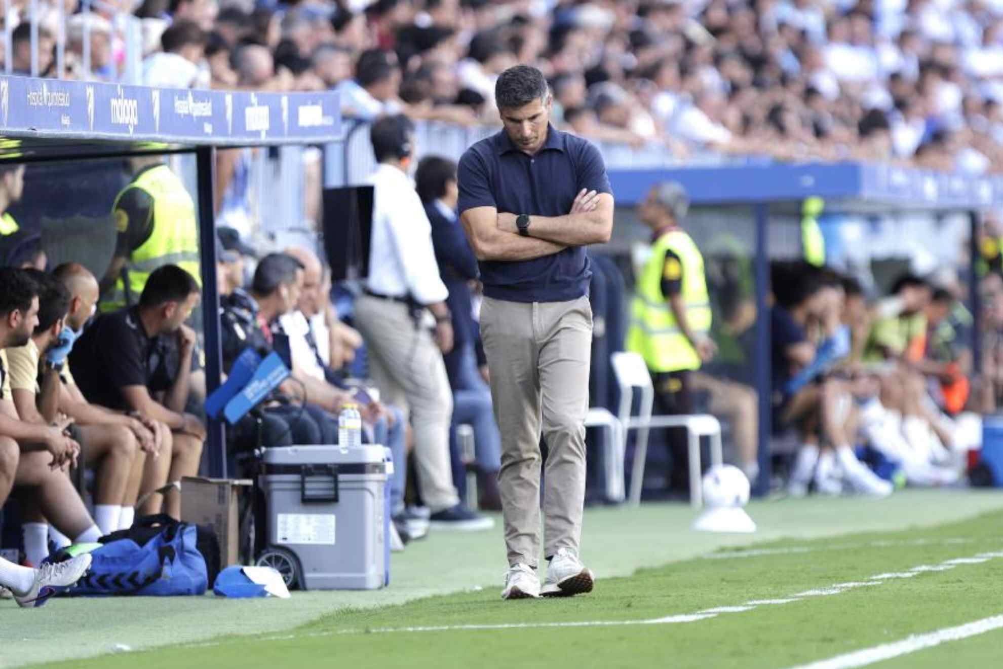 Funes, en un partido del Málaga.