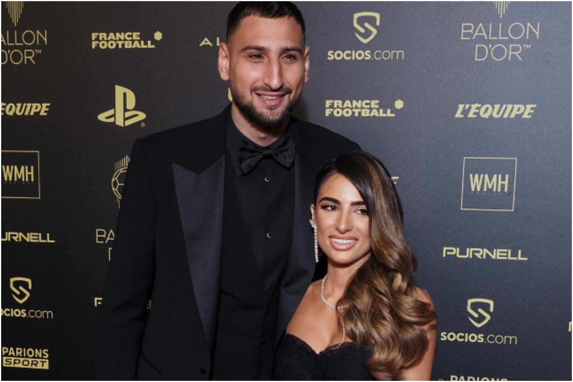 Donnarumma y su mujer en una gala del Balón de Oro.