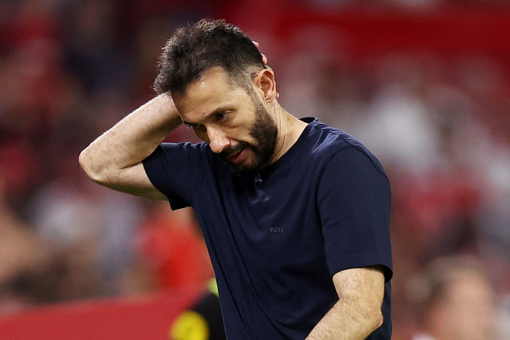 Corberán, durante el partido del Valencia en Sevilla.