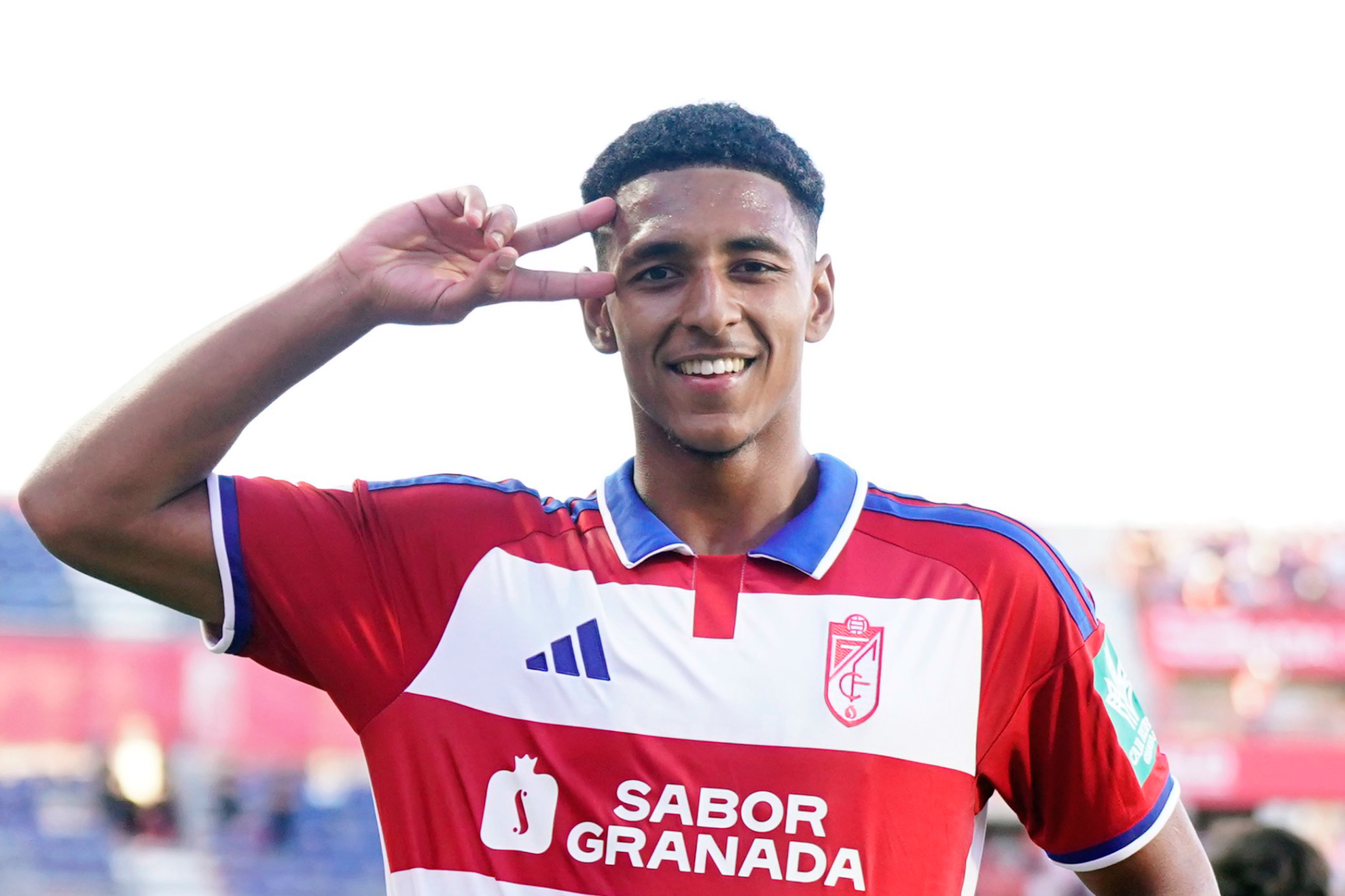 Emeka, celebrando su primer gol en Liga con el Granada.