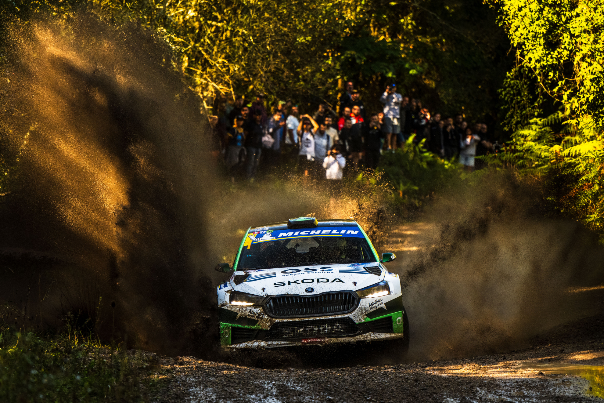 'Cohete', ante su público con el Skoda Fabia RS Rally2.