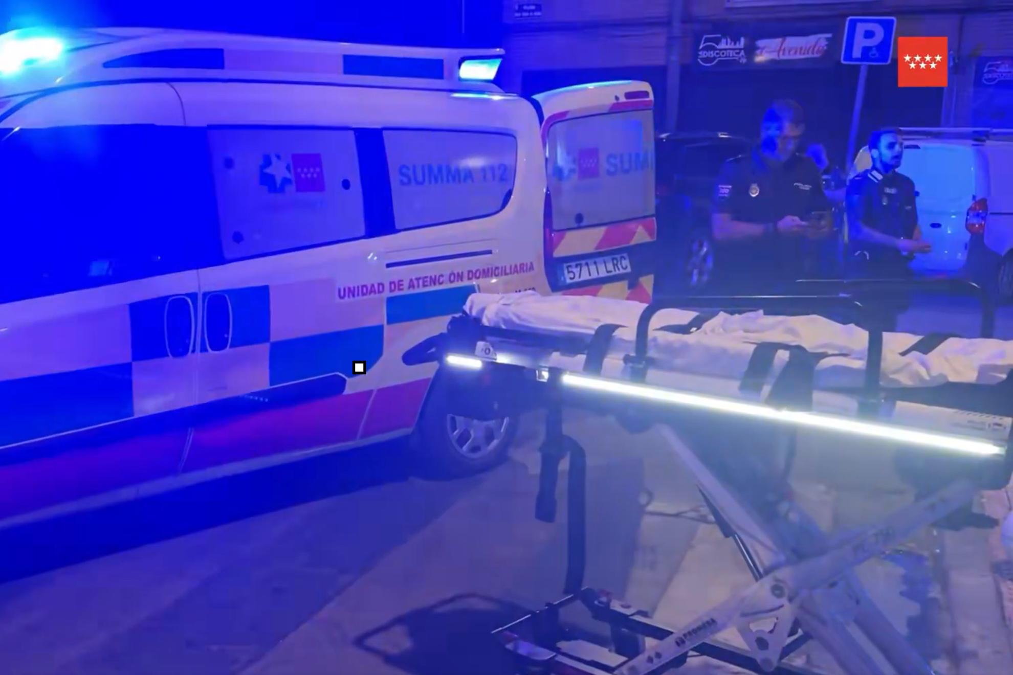 Captura de pantalla de los servicios de emergencia en el lugar del suceso. @112CMADRID