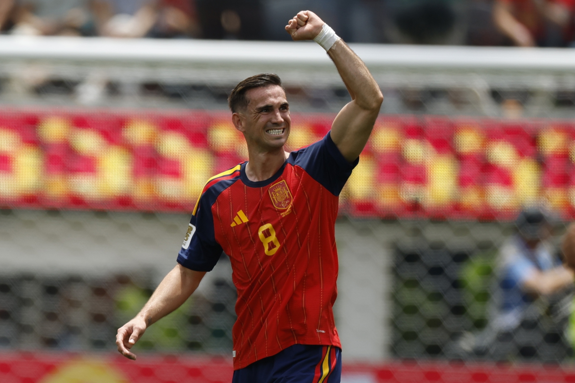 Fabián Ruiz celebra su gol ante Bélgica. EFE.