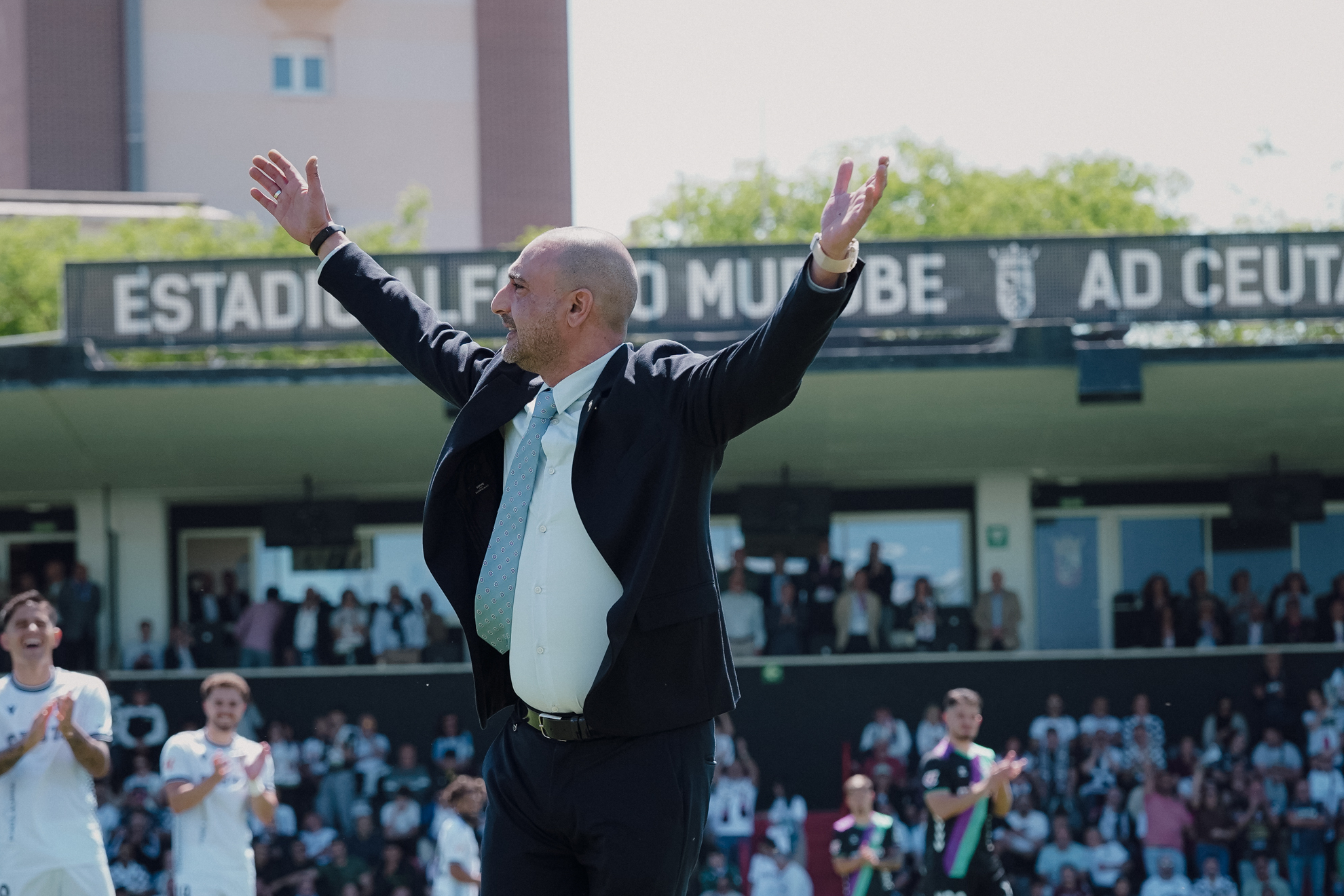Luhay Hamido, presidente del Ceuta, en un homenaje reciente del club.