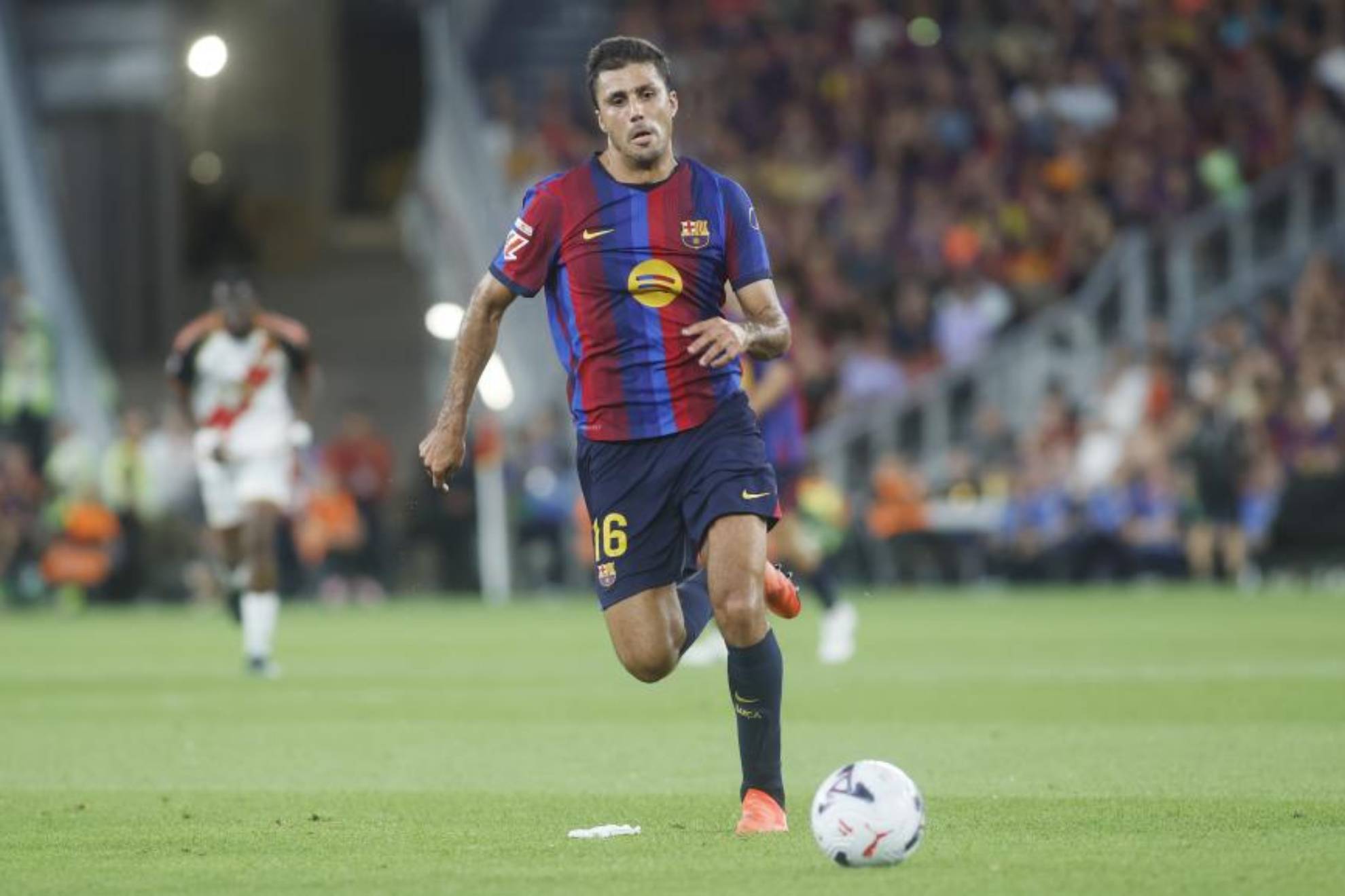 Rodri durante un partido del Barcelona de esta temporada.