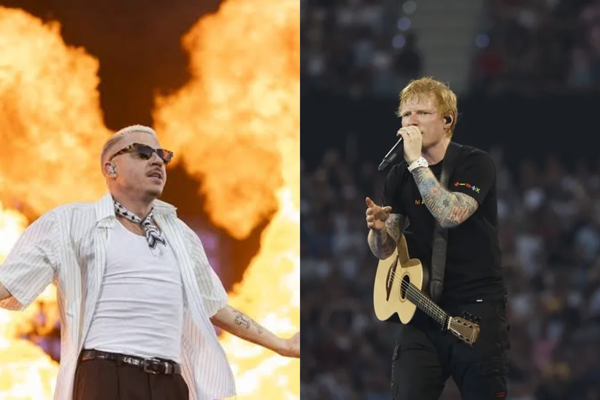 Macklemore izquierda,Ed sheeran derecha EFE