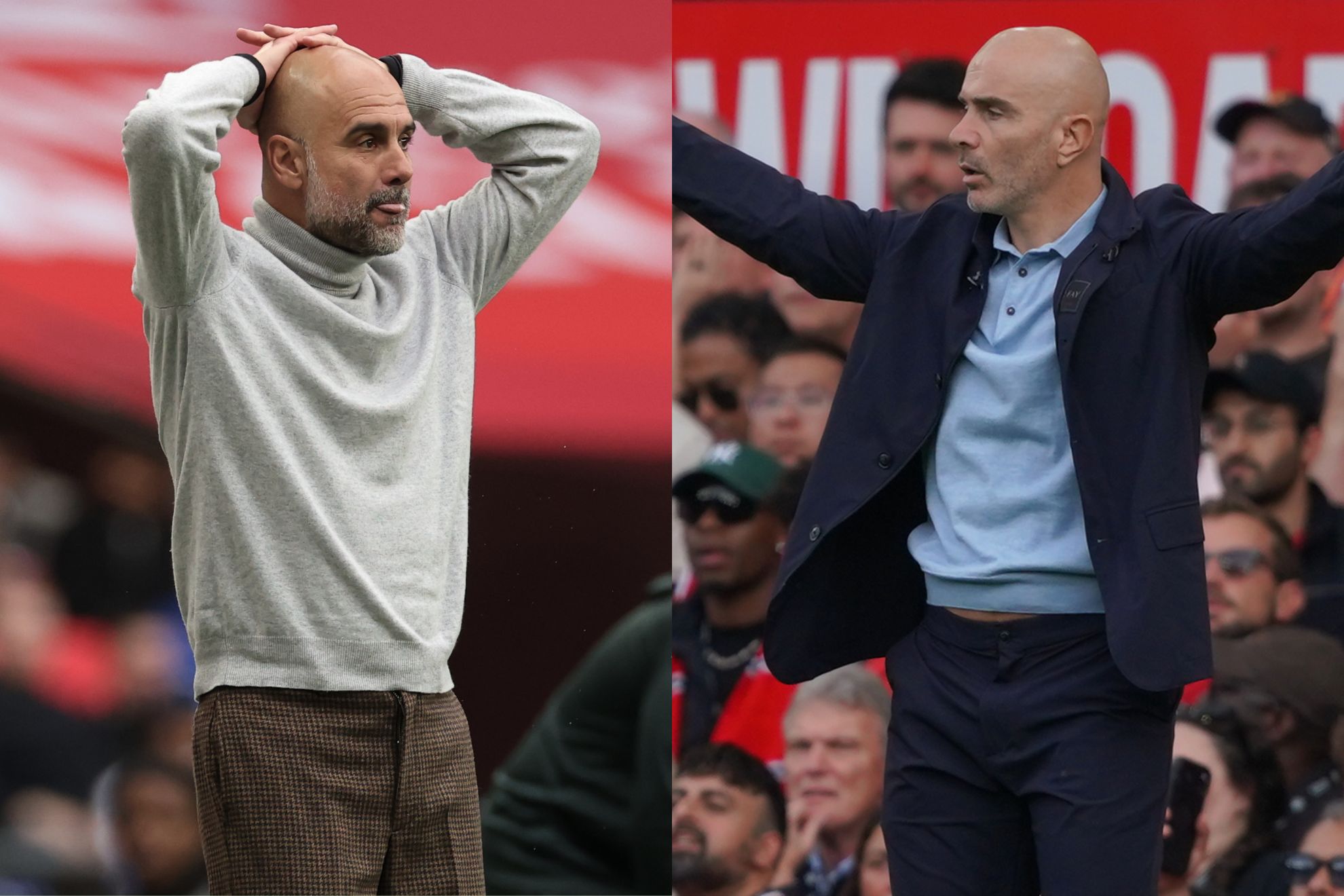 Pep Guardiola (izquierda) y Enzo Maresca (derecha) EFE/AP