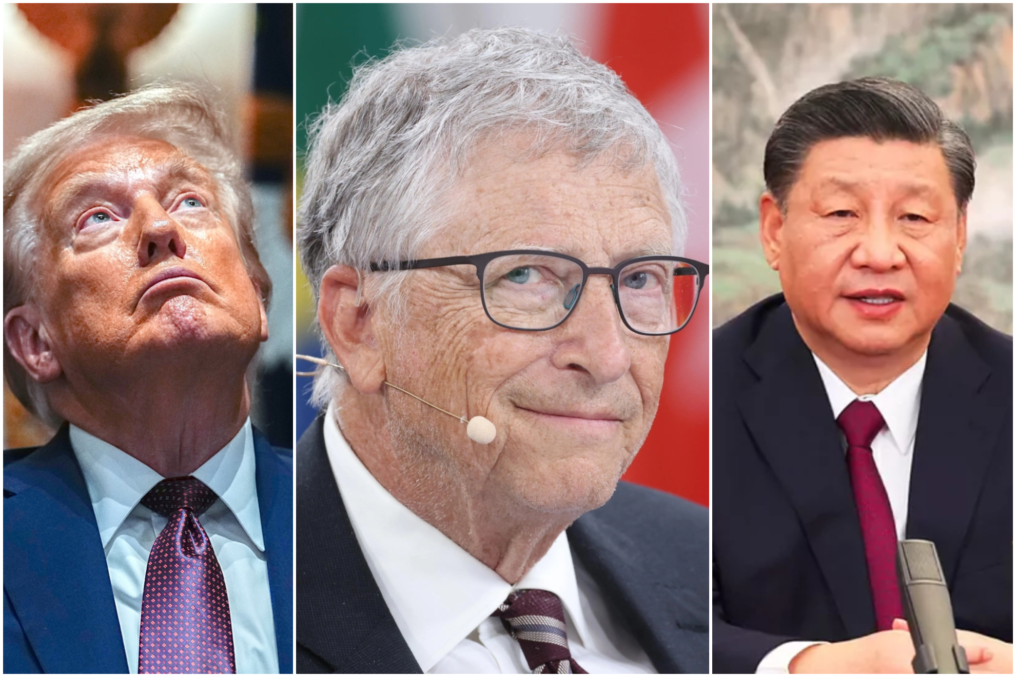 Donald Trump, Bill Gates y Xi Jinping.