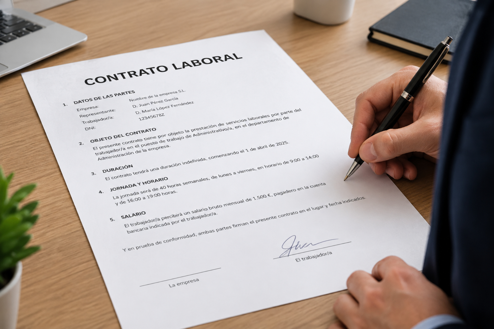 Contrato laboral Imagen creada con IA