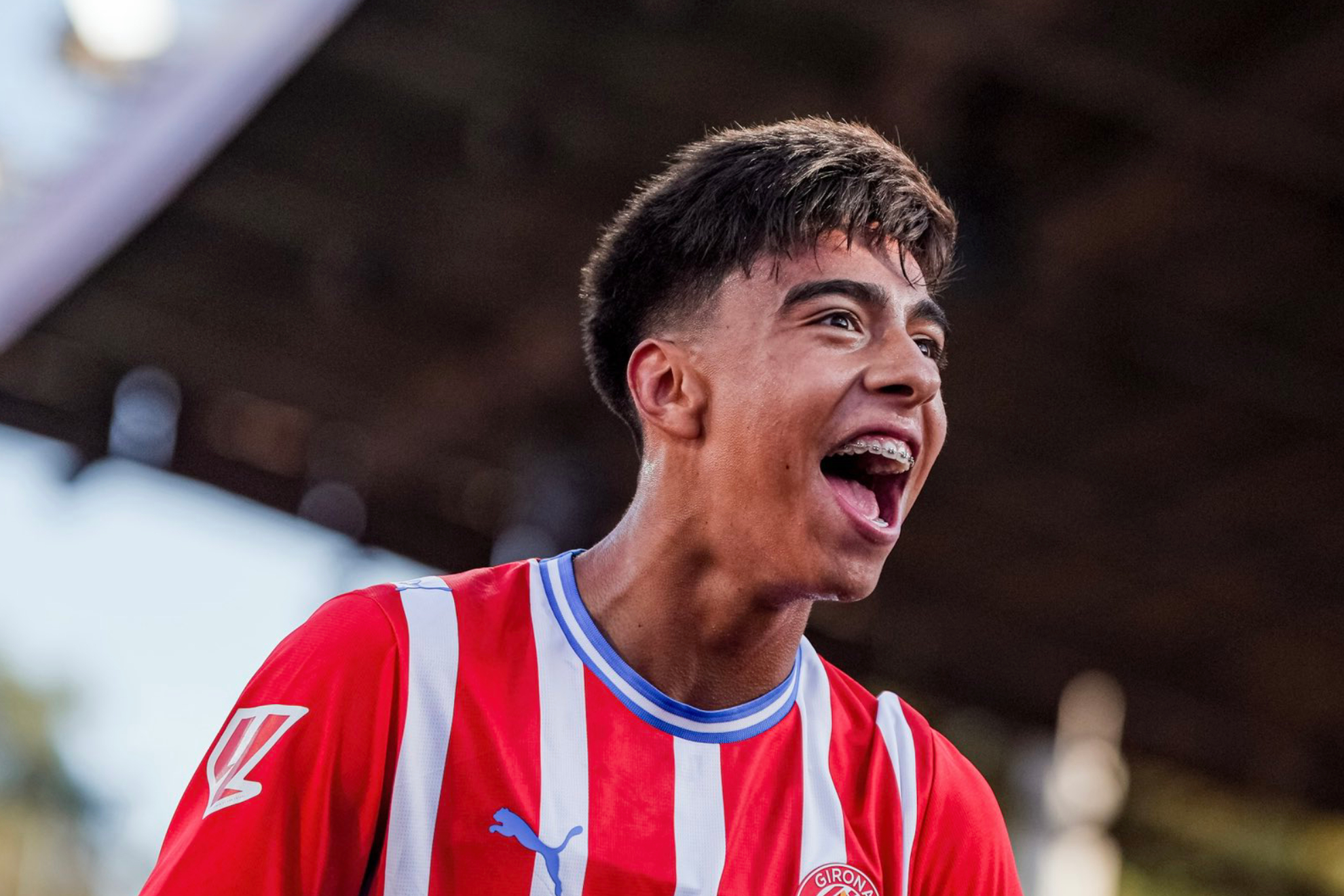 Junior, celebrando su primer gol con el Girona. GIRONA FC