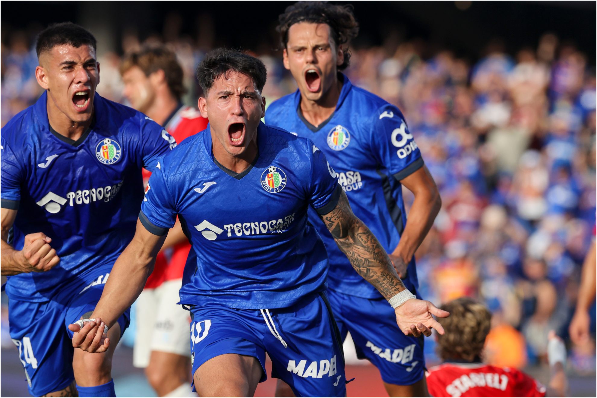 Los azulones celebra un gol este curso. EFE