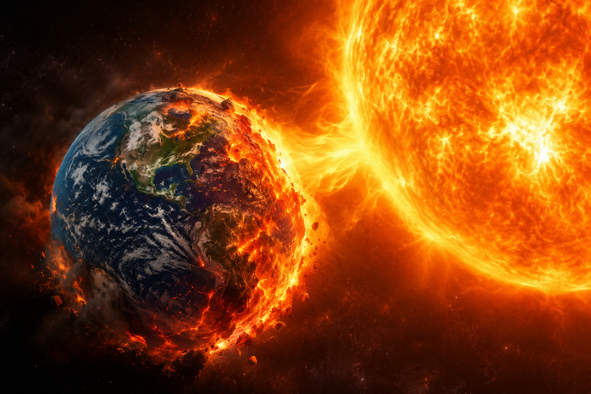 Sol quemando la Tierra IA