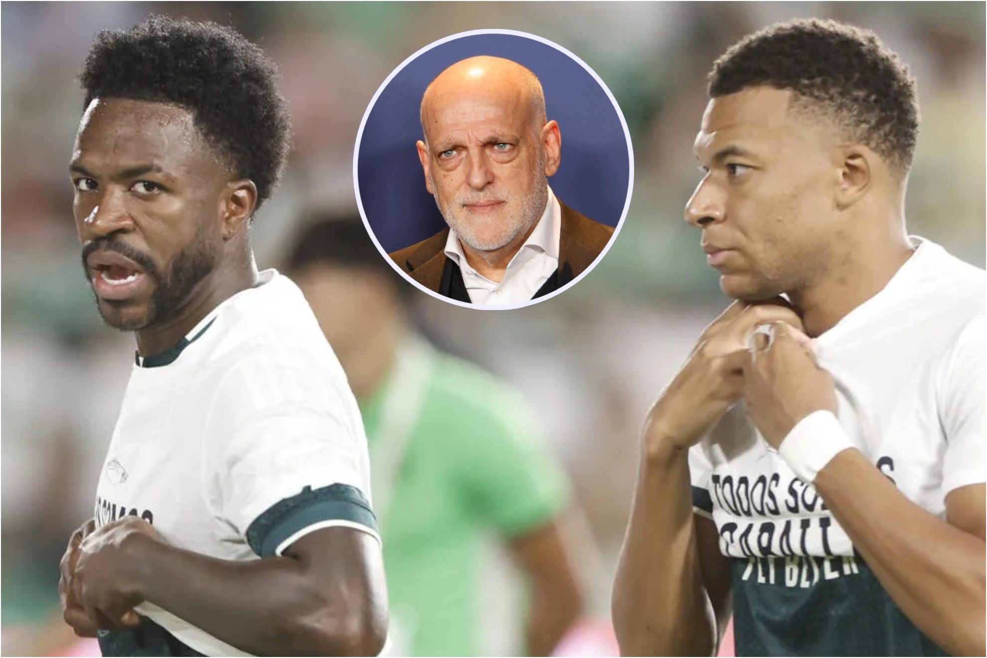 Vinicius, Mbappé y Tebas EFE
