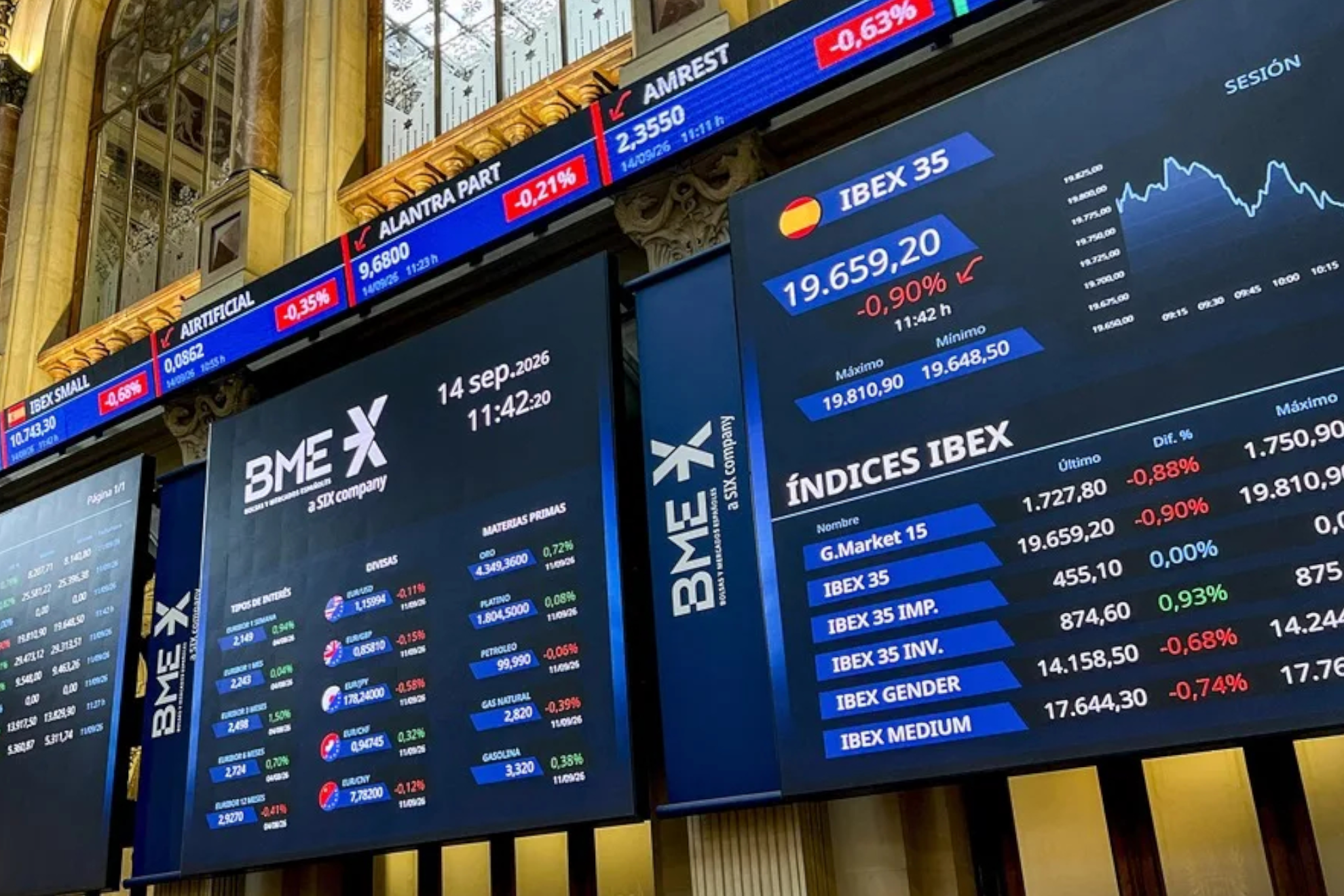 Imagen de la pantalla de la bolsa española EFE