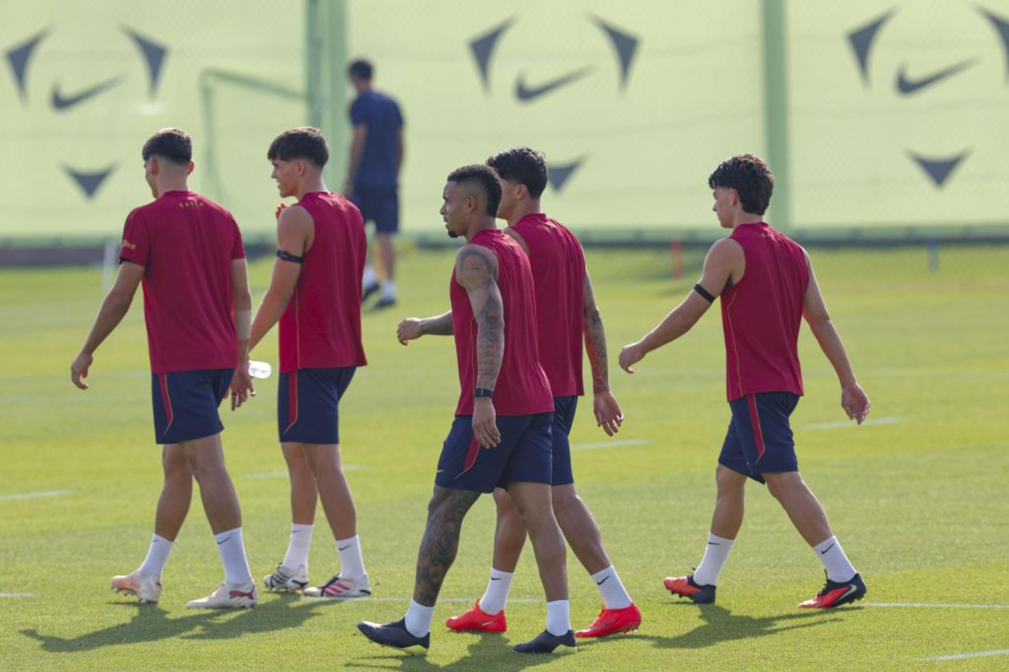 Los jugadores del Barcelona, en una sesión. FC BARCELONA